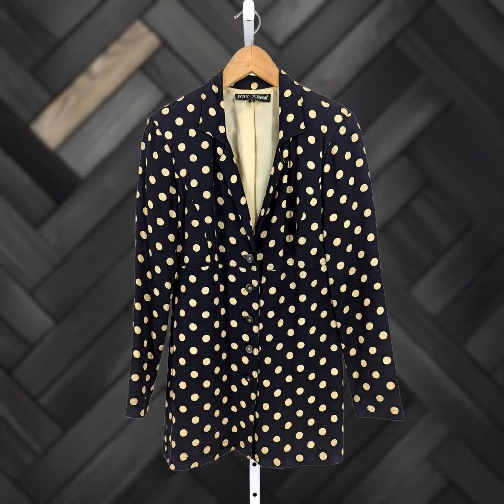 Betsey Johnson VINTAGE Betsey Johnson Polka Dot Navy Paneled Jacket Oversized Small USA 36 Womens 90s Jacket Size S / US 4 / IT 40 - 1 Thumbnail