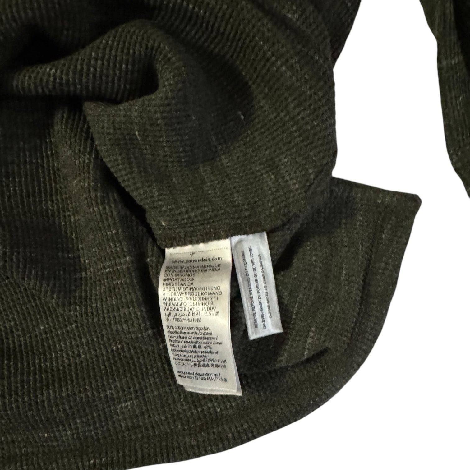 Calvin Klein Calvin Klein Jeans Olive Green Waffle Fabric Henley Size XL Size US XL / EU 56 / 4 - 3 Thumbnail