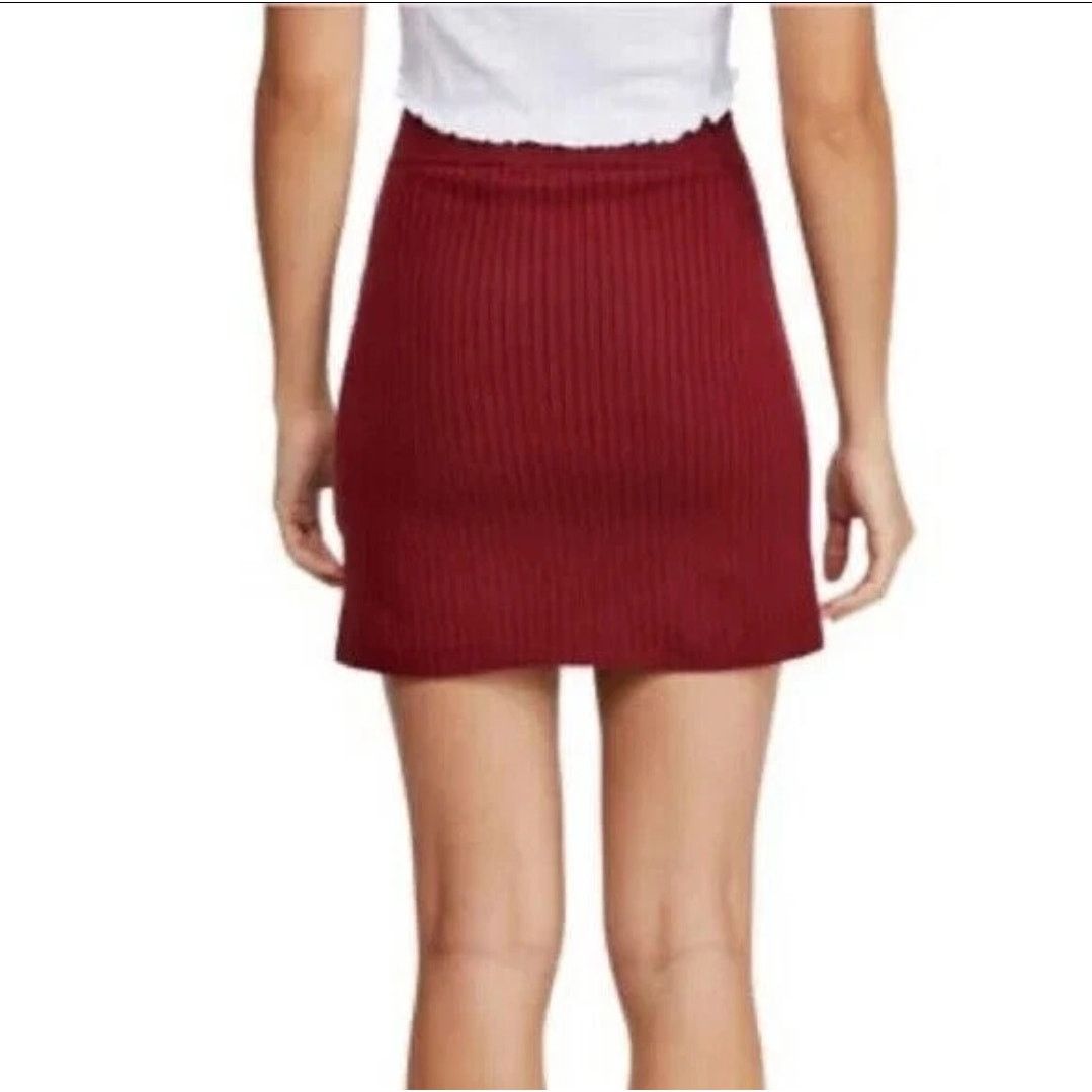 Free People Free People Wine Faux Wrap Ribbed Knit Skirt Size Medium NWT Size 24" / US 00 / IT 34 - 2 Thumbnail