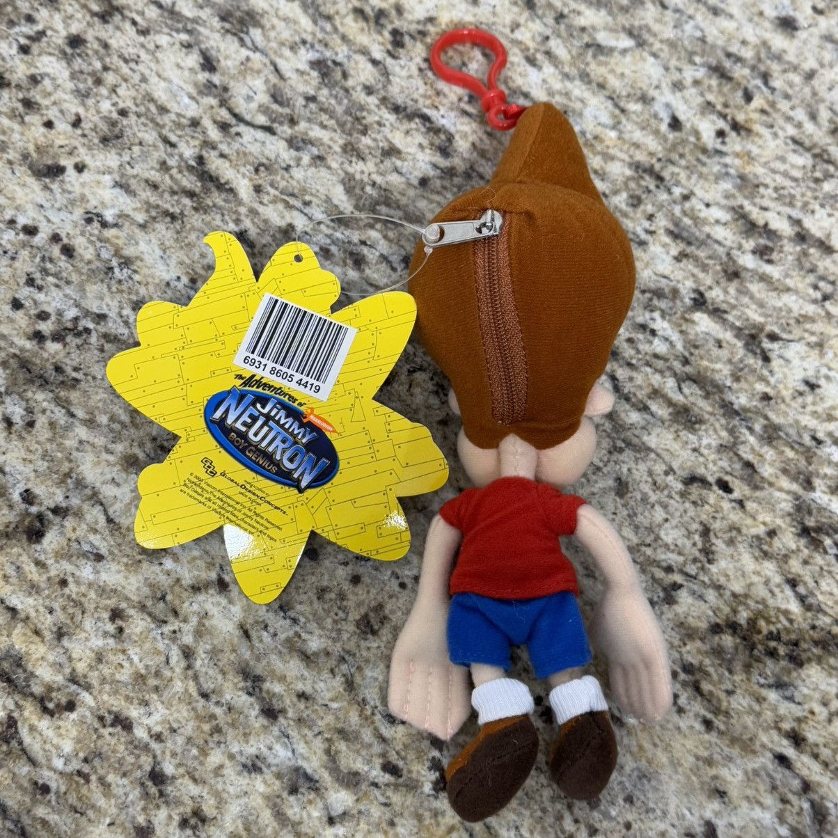 Nickelodeon × Vintage 2003 Jimmy Neutron Plush Zipper Coin Pouch Bag Keychain 10” Size ONE SIZE - 2 Thumbnail