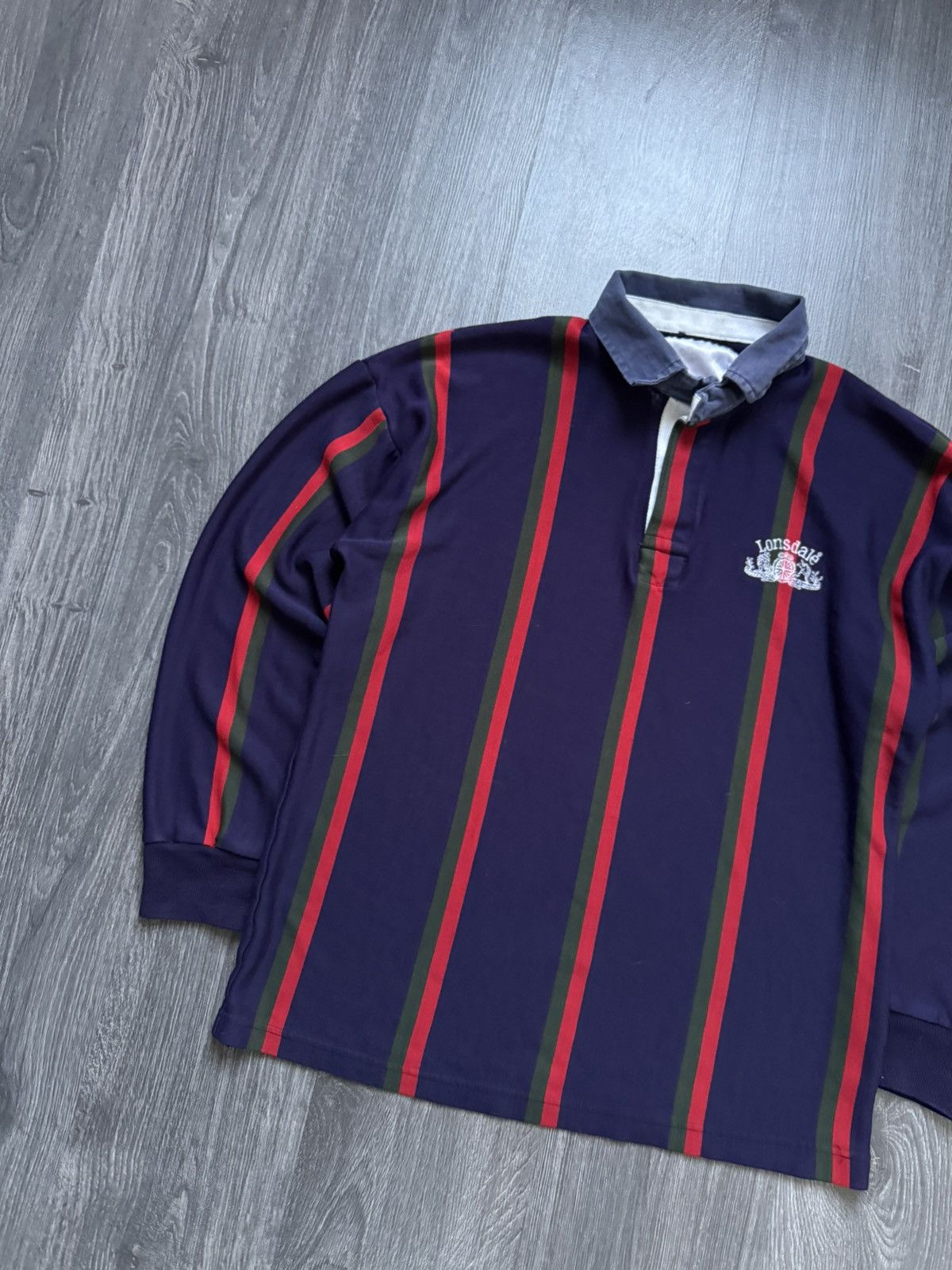 Lonsdale × Vintage 90s Vintage Lonsdale Striped Rugby Longsleeve Size US L / EU 52-54 / 3 - 2 Thumbnail