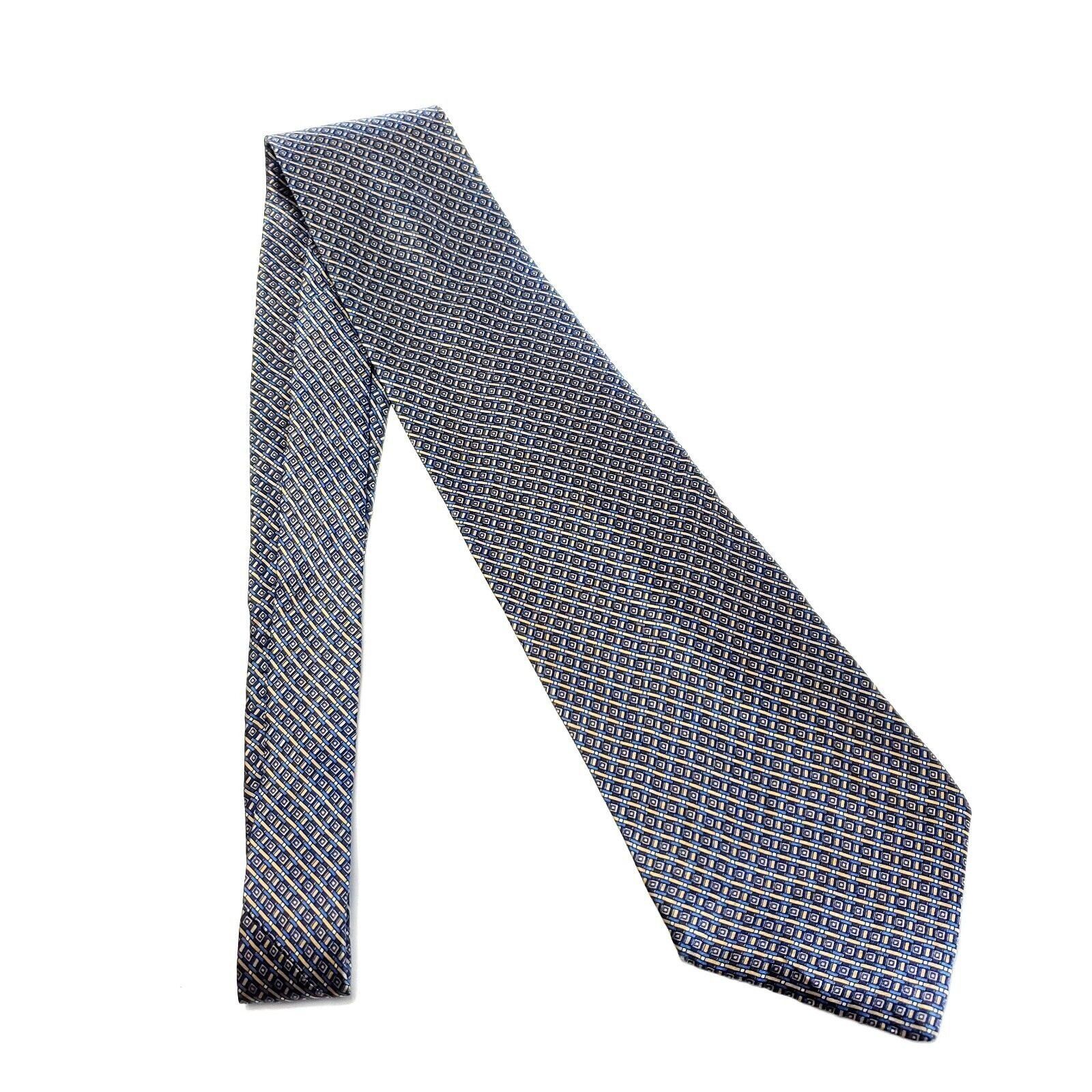 John Henry John Henry Blue Yellow Geometric Print Wide Silk Tie Size ONE SIZE - 6 Thumbnail