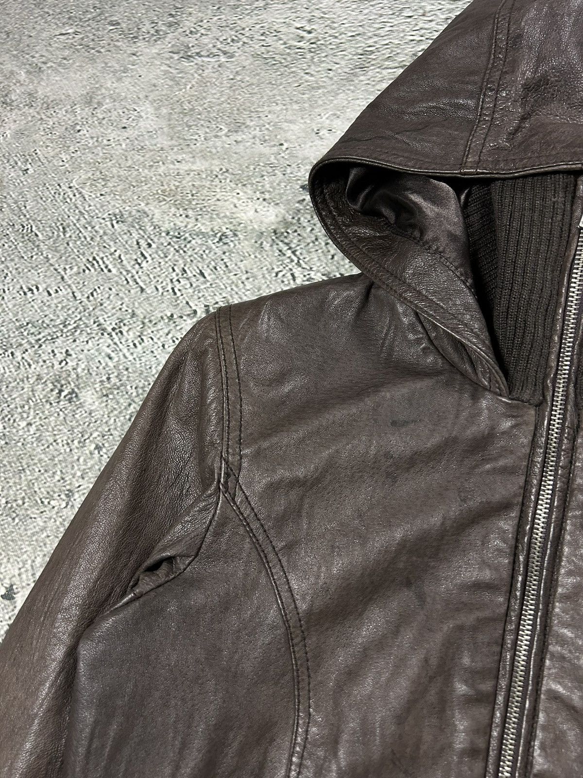 Leather Bikbok brown vintage leather jacket hooded Size US XS / EU 42 / 0 - 4 Thumbnail