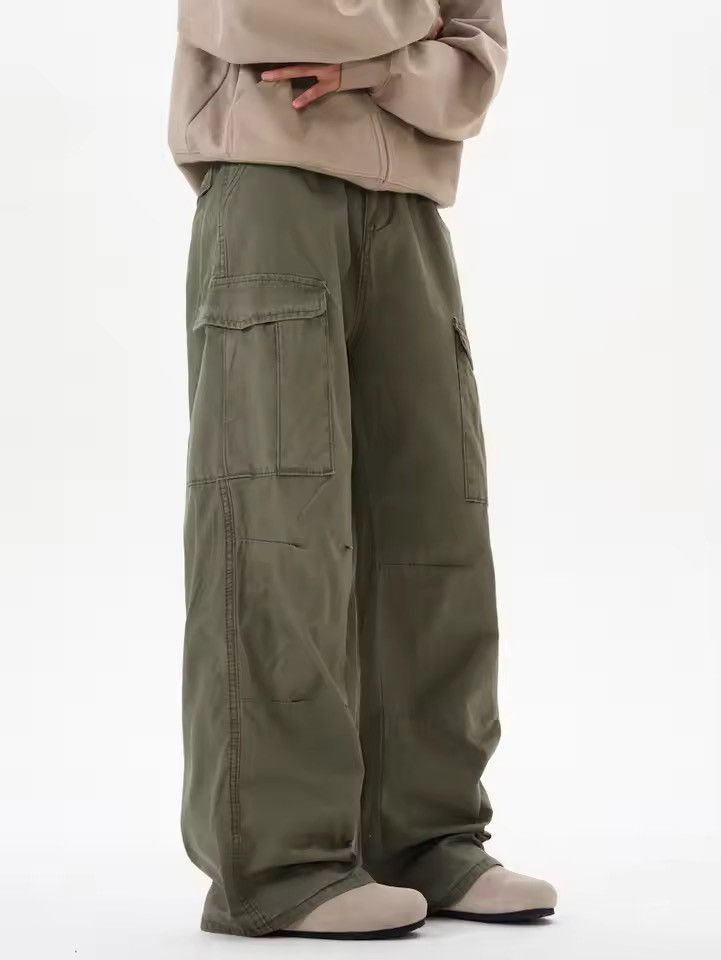 Japanese Brand Wide-Leg Cargo Pants in Green Size US 32 / EU 48 - 1 Thumbnail