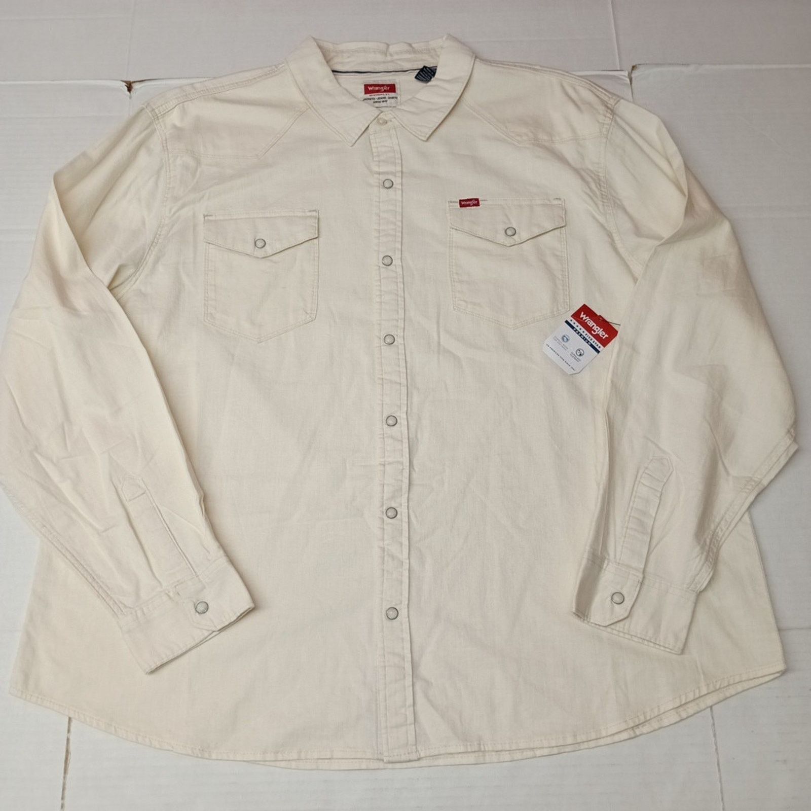 Wrangler Wrangler Snap Woven Shirt Men's 3XL Cowboy Wash Beige Size US XXL / EU 58 / 5 - 1 Thumbnail