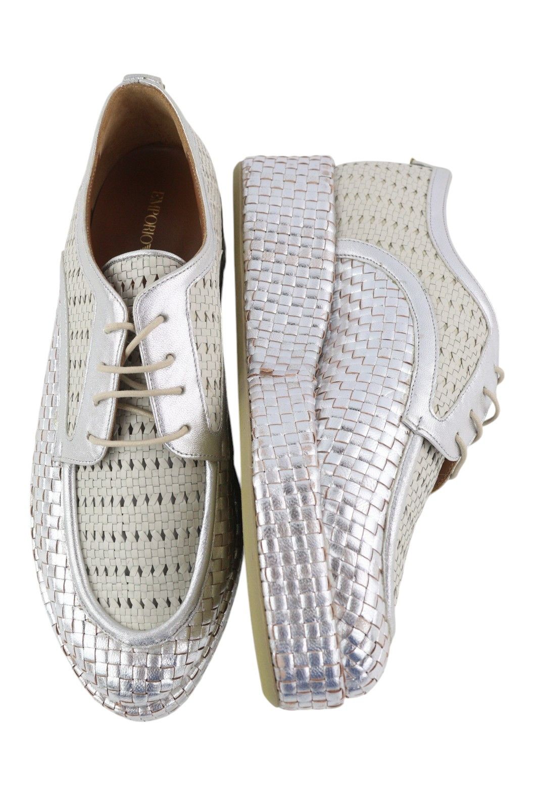 Emporio Armani X3C140 EU37 Shiny Silver Braded 84797 Size US 6 / IT 36 - 4 Thumbnail