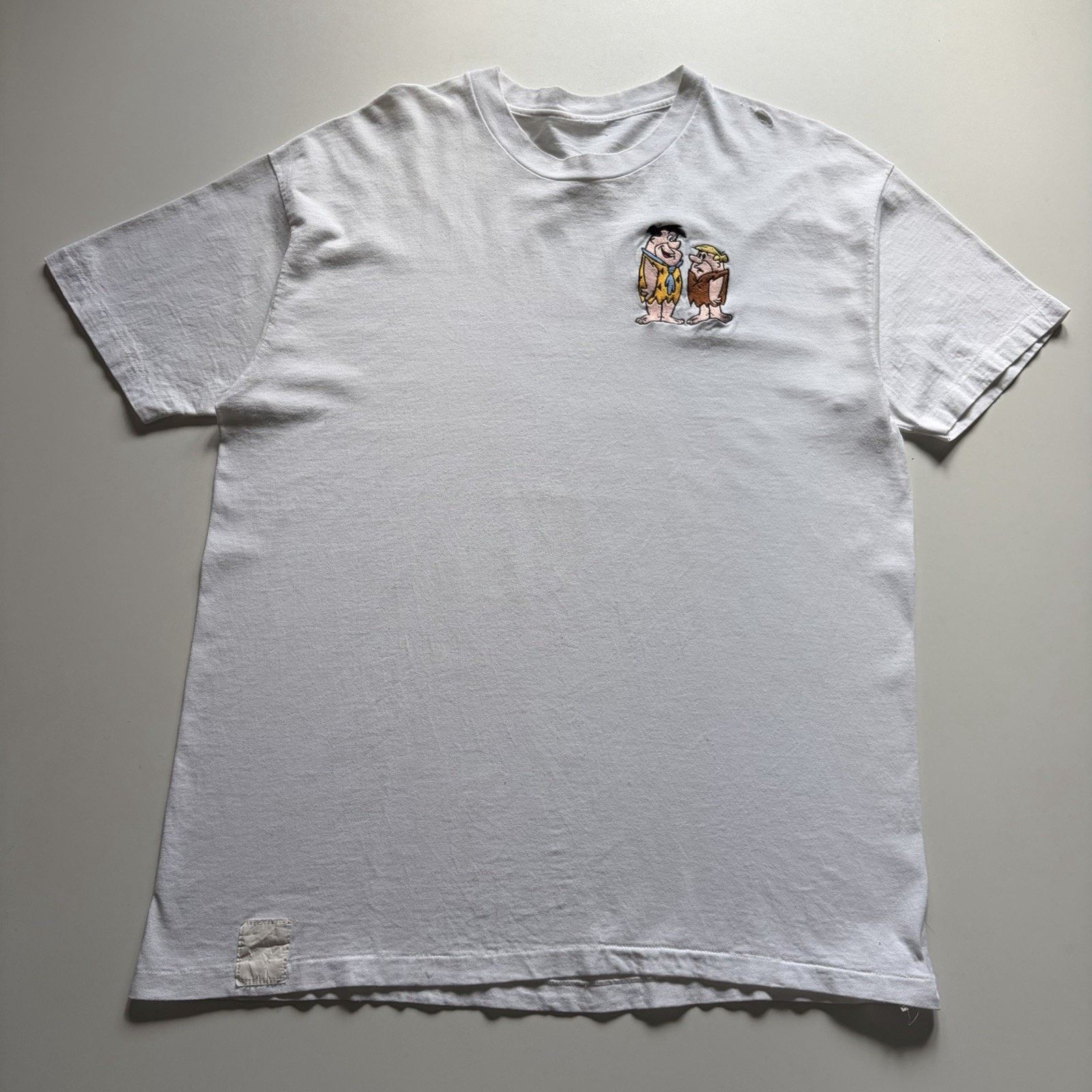 Vintage Vintage 90s The Flintstones Shirt XL White 1992 Embroidered Size US XL / EU 56 / 4 - 1 Thumbnail