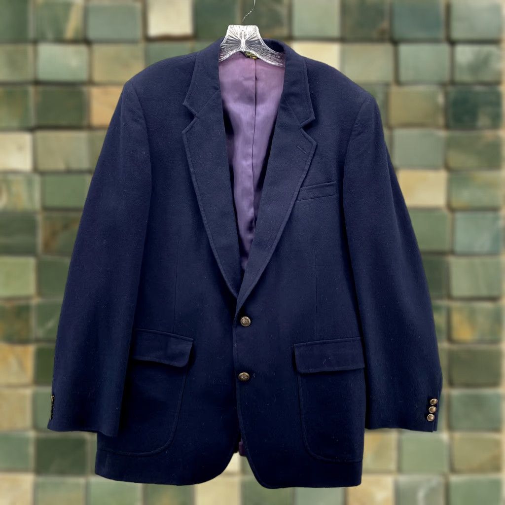 Vintage VINTAGE Mr. Mac Blazer Sport Coat Wool Navy 42 Reg Jacket Single-Breasted 2 Button Mens Size 42R - 1 Thumbnail
