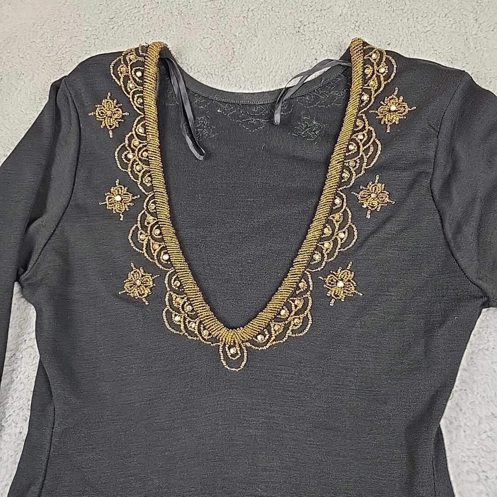 Other Vtg CDC Black Beaded Low Back Acrylic/Wool Wiggle Dress M Size M / US 6-8 / IT 42-44 - 10 Thumbnail