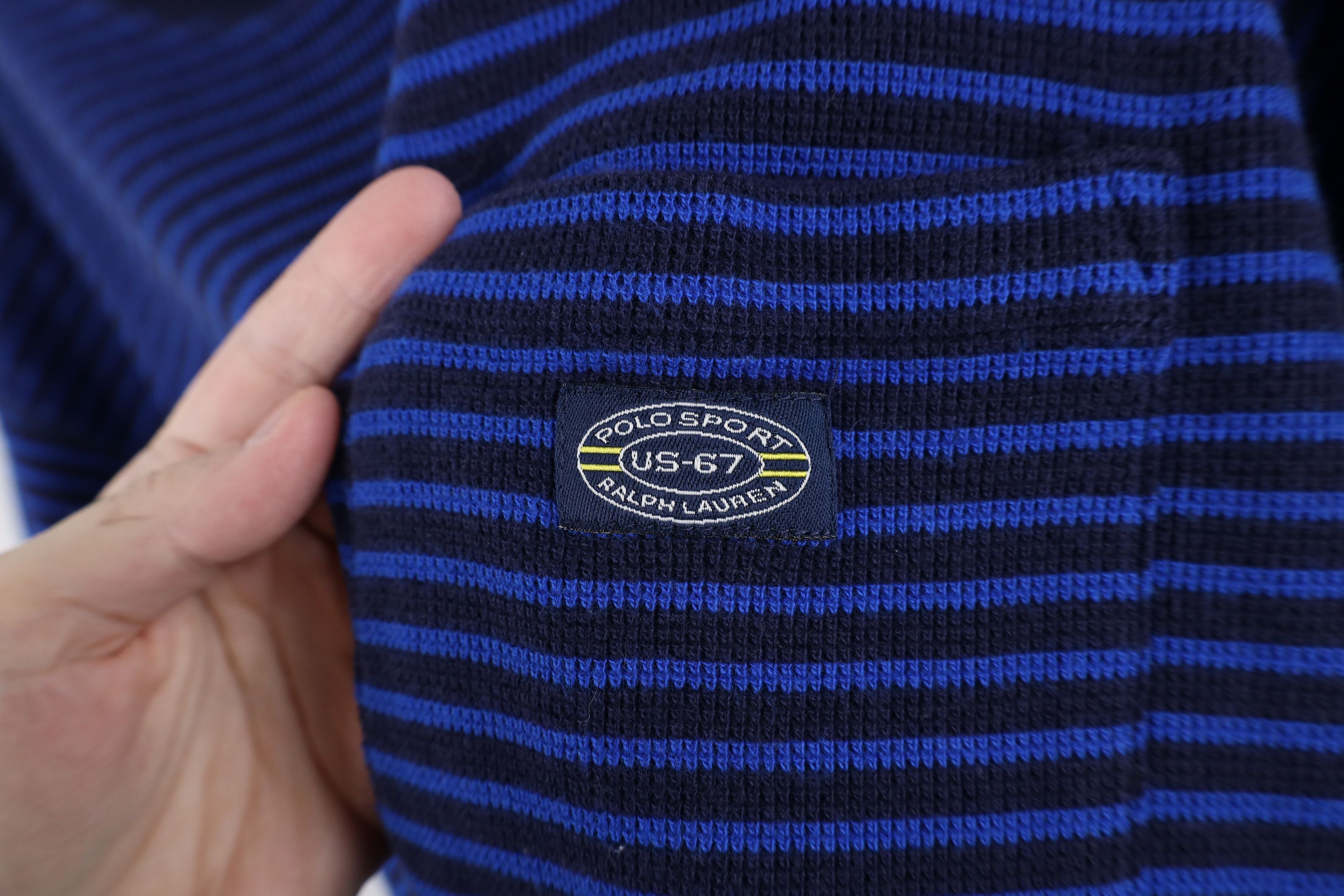 Ralph Lauren × Vintage Vintage 90s Polo Sport Ralph Lauren Waffle Knit T-Shirt Size US L / EU 52-54 / 3 - 4 Thumbnail
