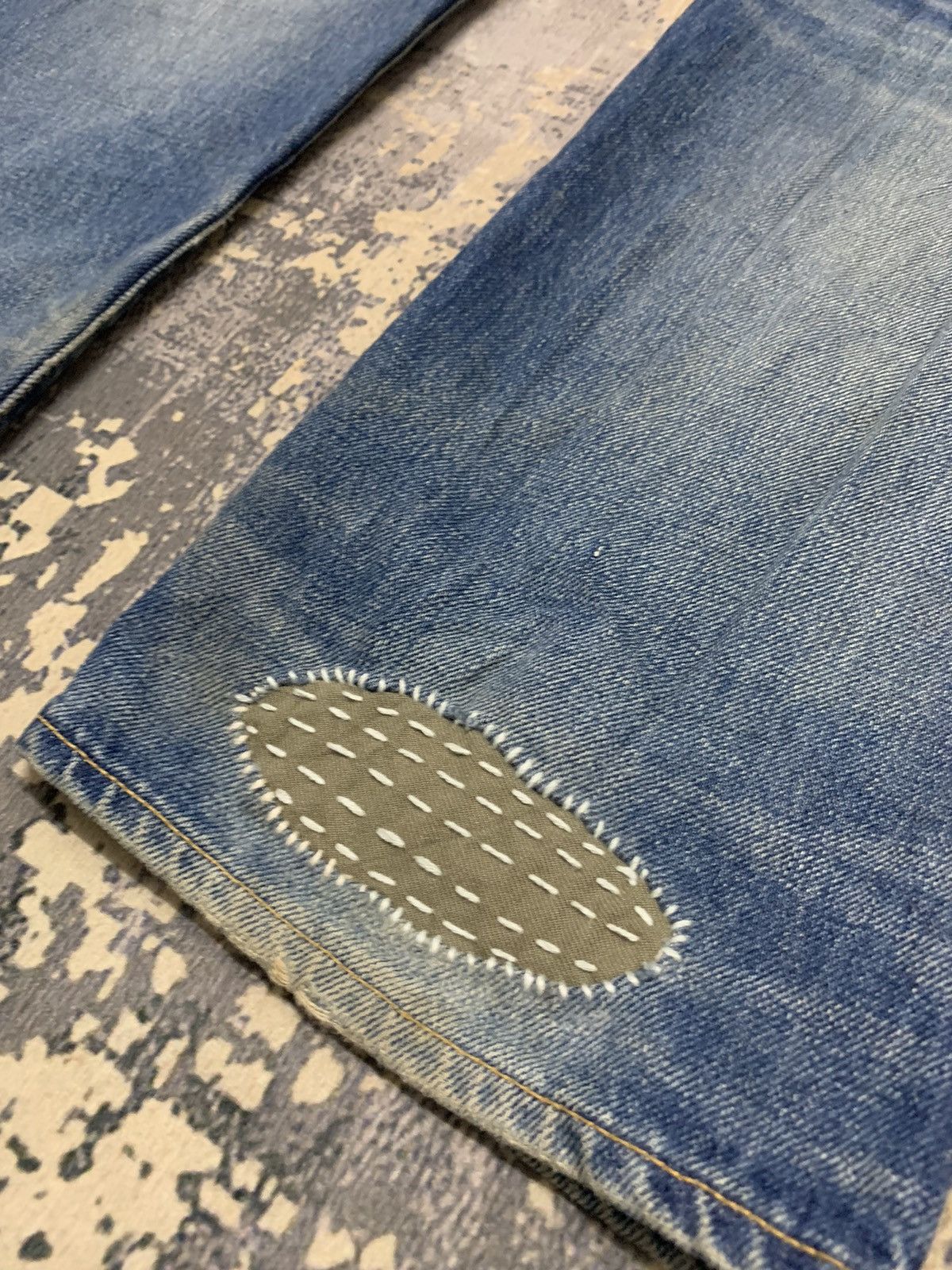 Japanese Brand Japanese Blue Work Custom Sashiko Boro Selvedge Denim Size US 35 - 17 Thumbnail