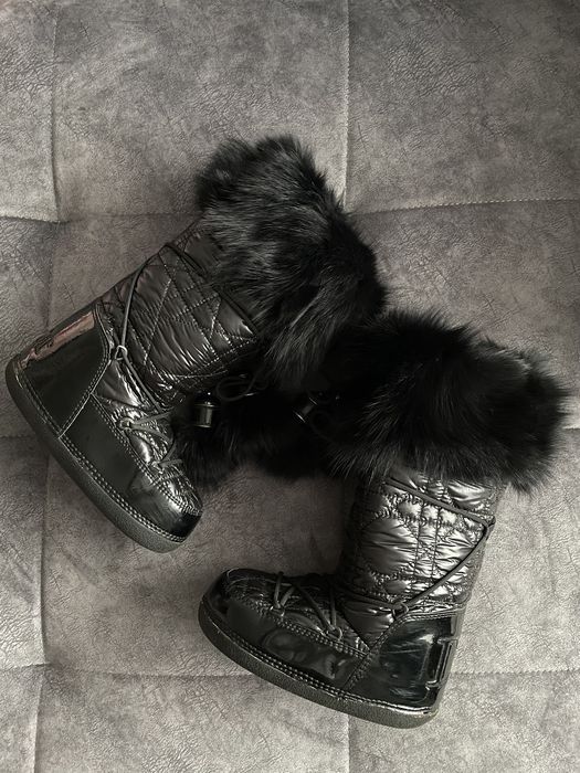 Dior by John Galliano Total Black Fur Quilted Moon Boots