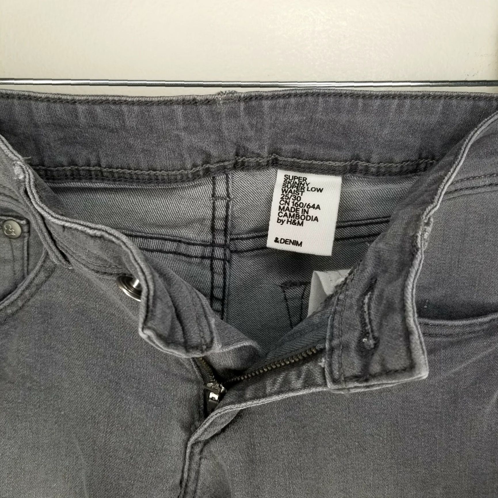Denime & Denim Women's Super Skinny Low Waist Jeans Size 25 Gray Size 42" / US 20 - 3 Thumbnail