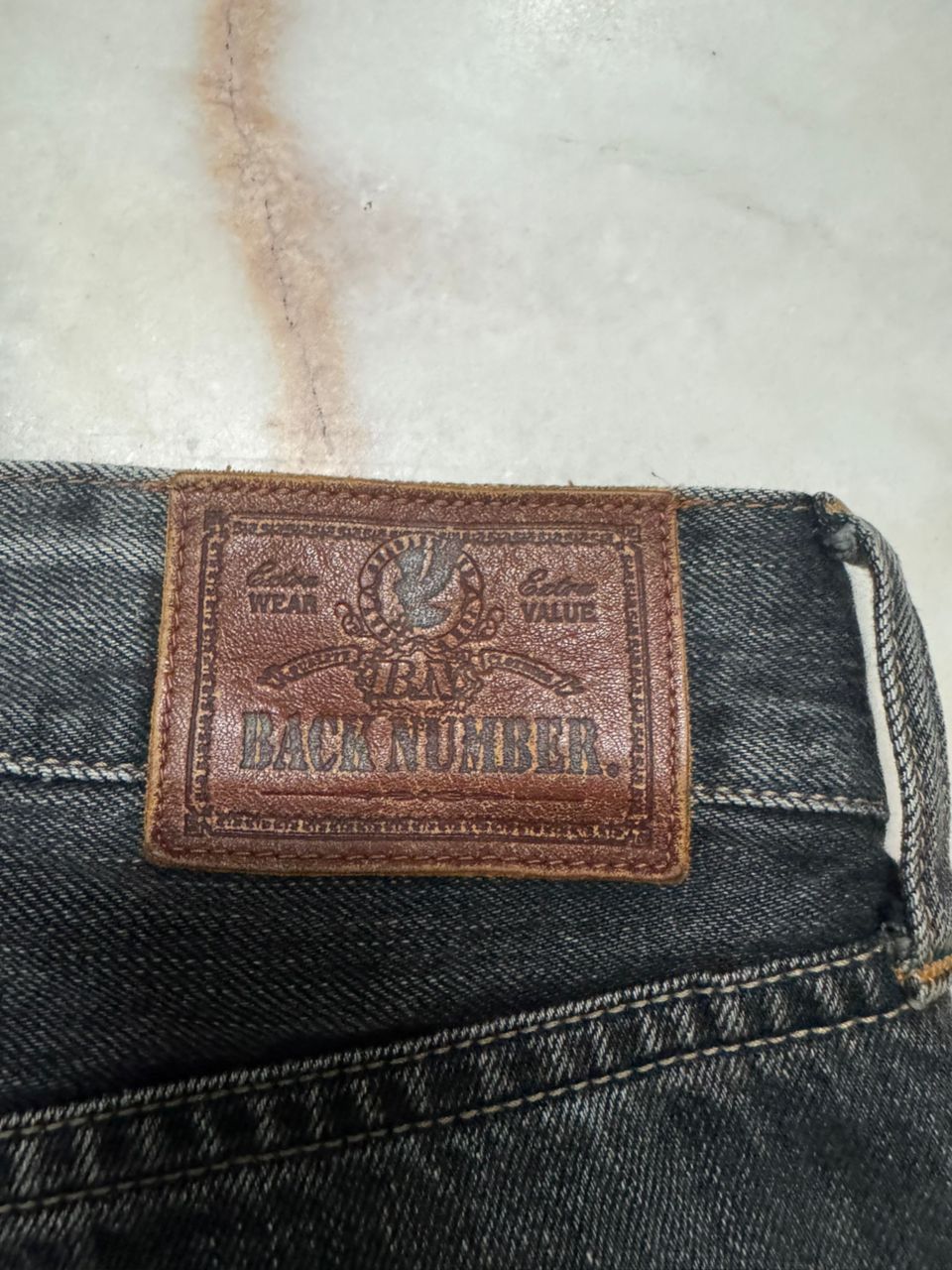 💥Sick💥90s Style Back Number Whisker Distress Ripped Jeans