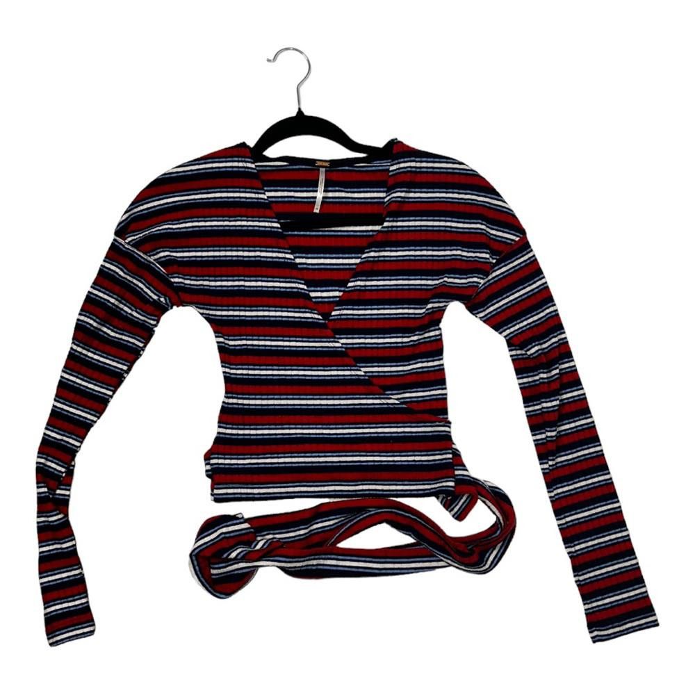 Free People Free People l Always With Me Striped Ribbed Faux Wrap Top XS Size XS / US 0-2 / IT 36-38 - 3 Thumbnail