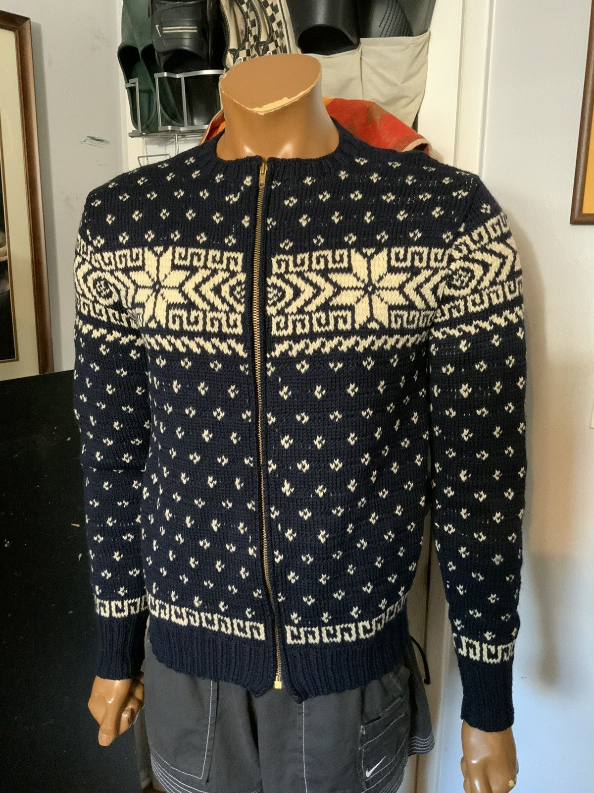 Vintage 50s 60s Snowflake Fair Isle Wool Talon Knit Sweater Jacket Size US S / EU 44-46 / 1 - 7 Thumbnail
