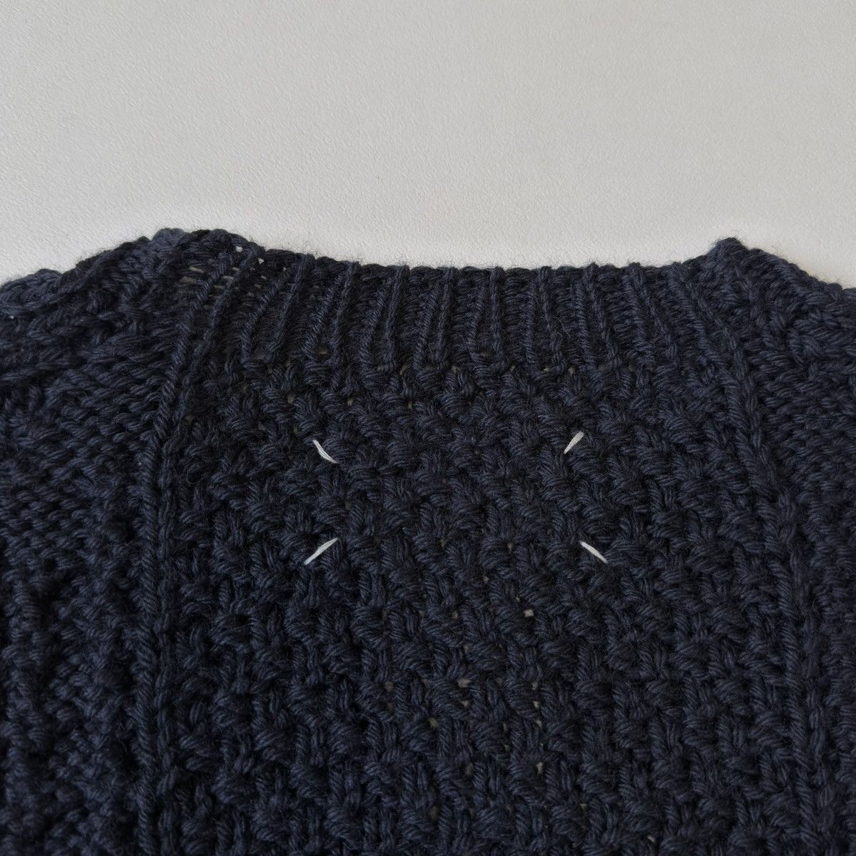 Maison Margiela A/W 21 Distressed Blue Cable Knit Sweater Size US XL / EU 56 / 4 - 15 Thumbnail