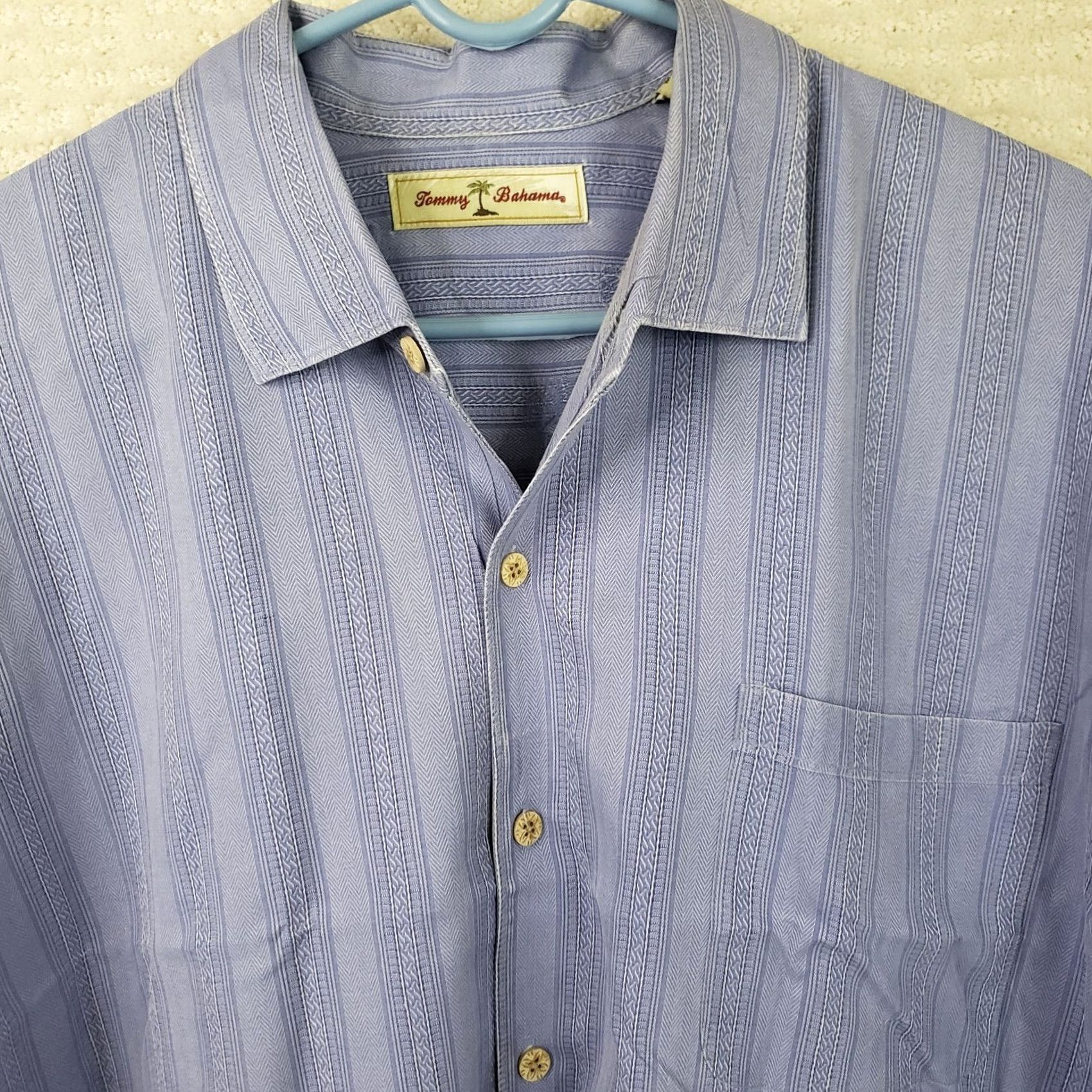 Tommy Bahama Tommy Bahama Silk Button-Down Camp Shirt Blue 2XL Men's Relaxed Regular Short Sleeve Button-Up Size US XXL / EU 58 / 5 - 3 Thumbnail