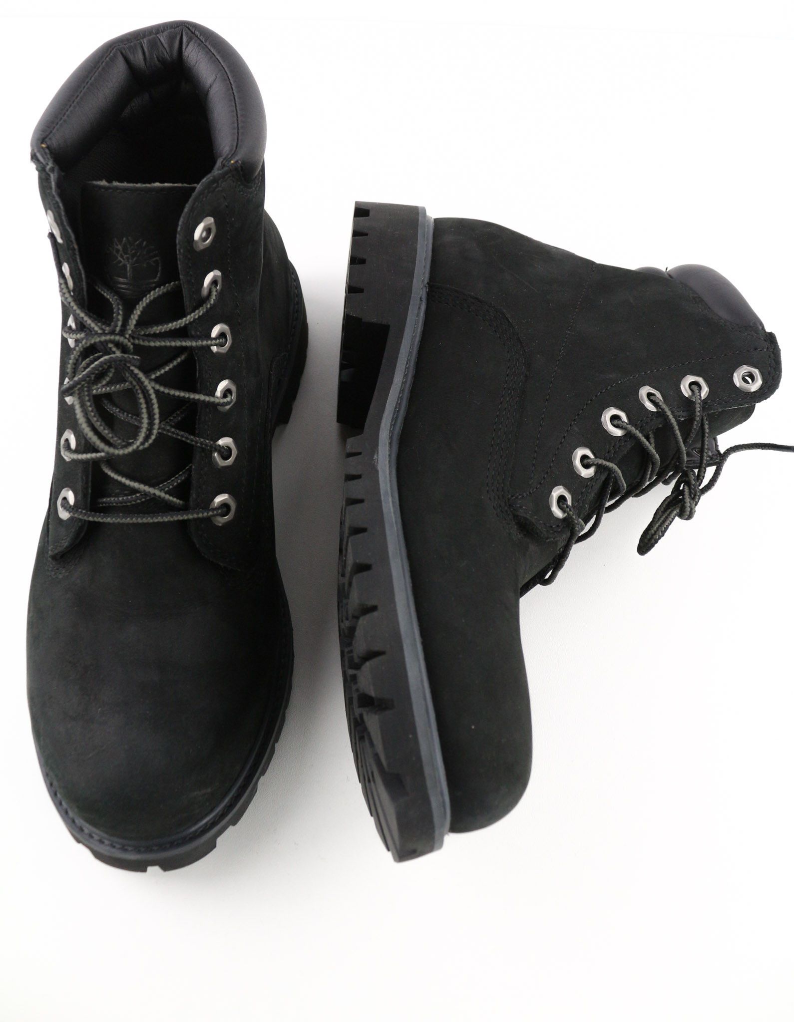 6939R UK7.5 Leather Black Round Toe High Top Boots 79933