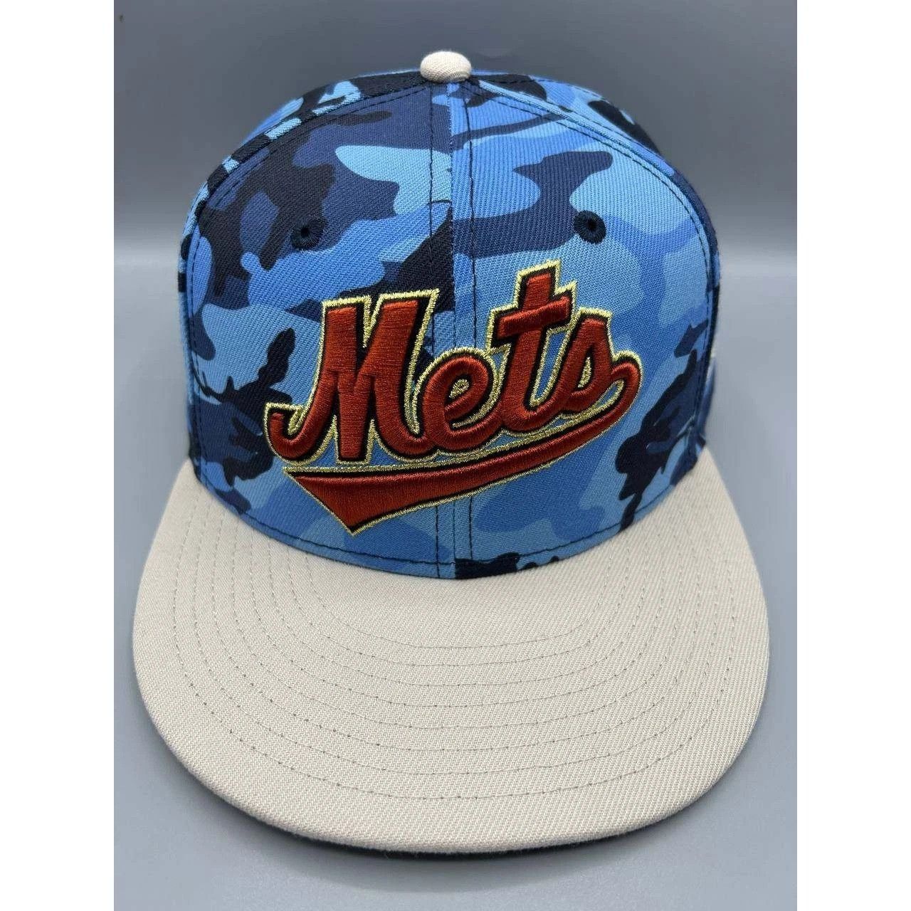 New Era New York Mets Hat Men 7 3/4 Blue Camo MLB Fitted Cap Size ONE SIZE - 1 Thumbnail