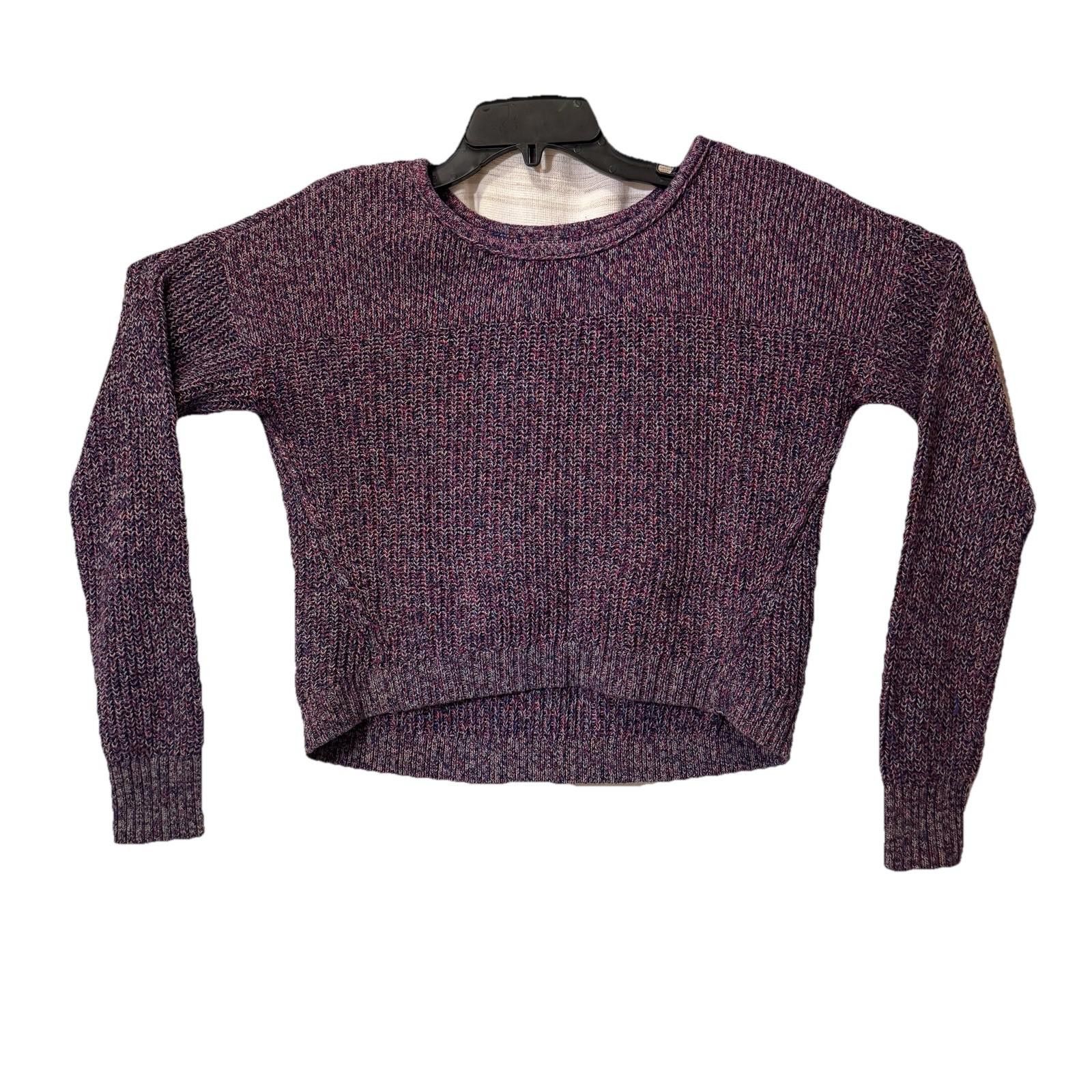 American Eagle Outfitters Y2K American Eagle Cropped Knit Sweater Purple Marled Size M Size M / US 6-8 / IT 42-44 - 1 Thumbnail