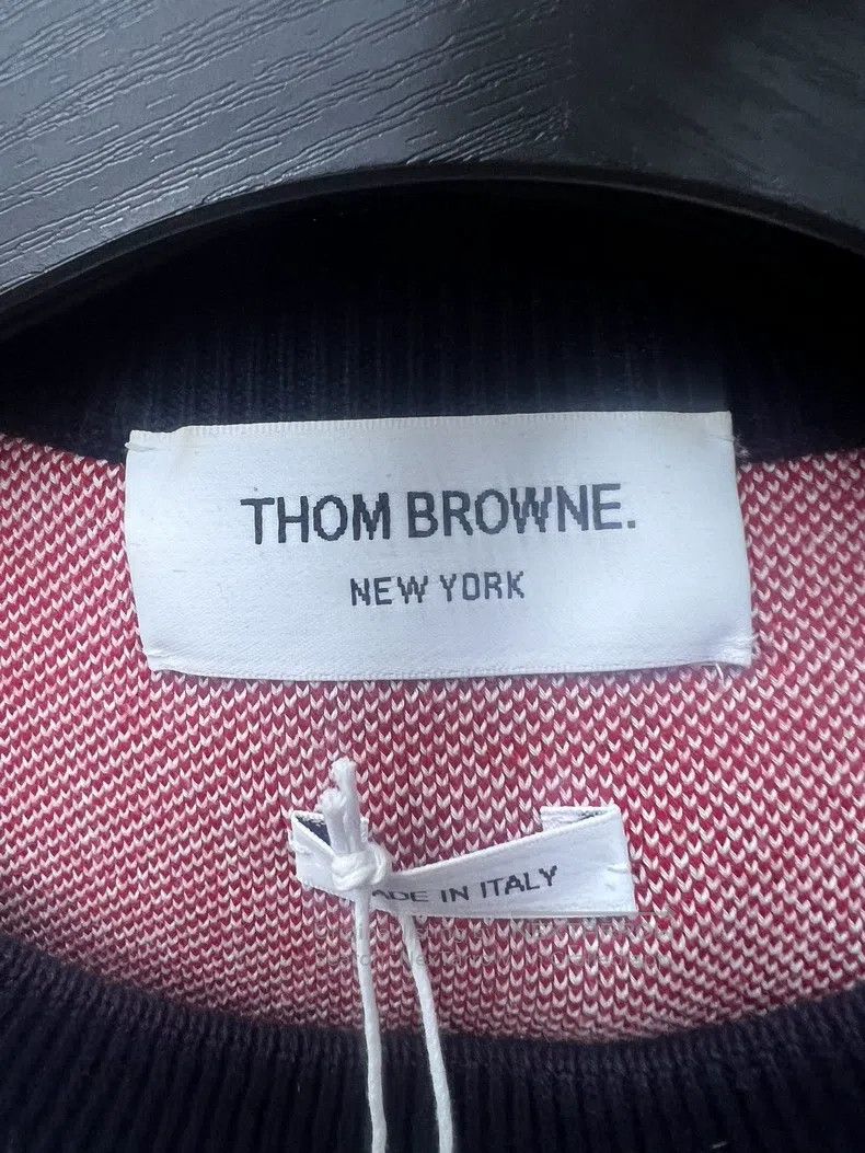 Thom Browne Thom Browne Blue-gray dog striped knitted round neck sweat Size US S / EU 44-46 / 1 - 4 Thumbnail