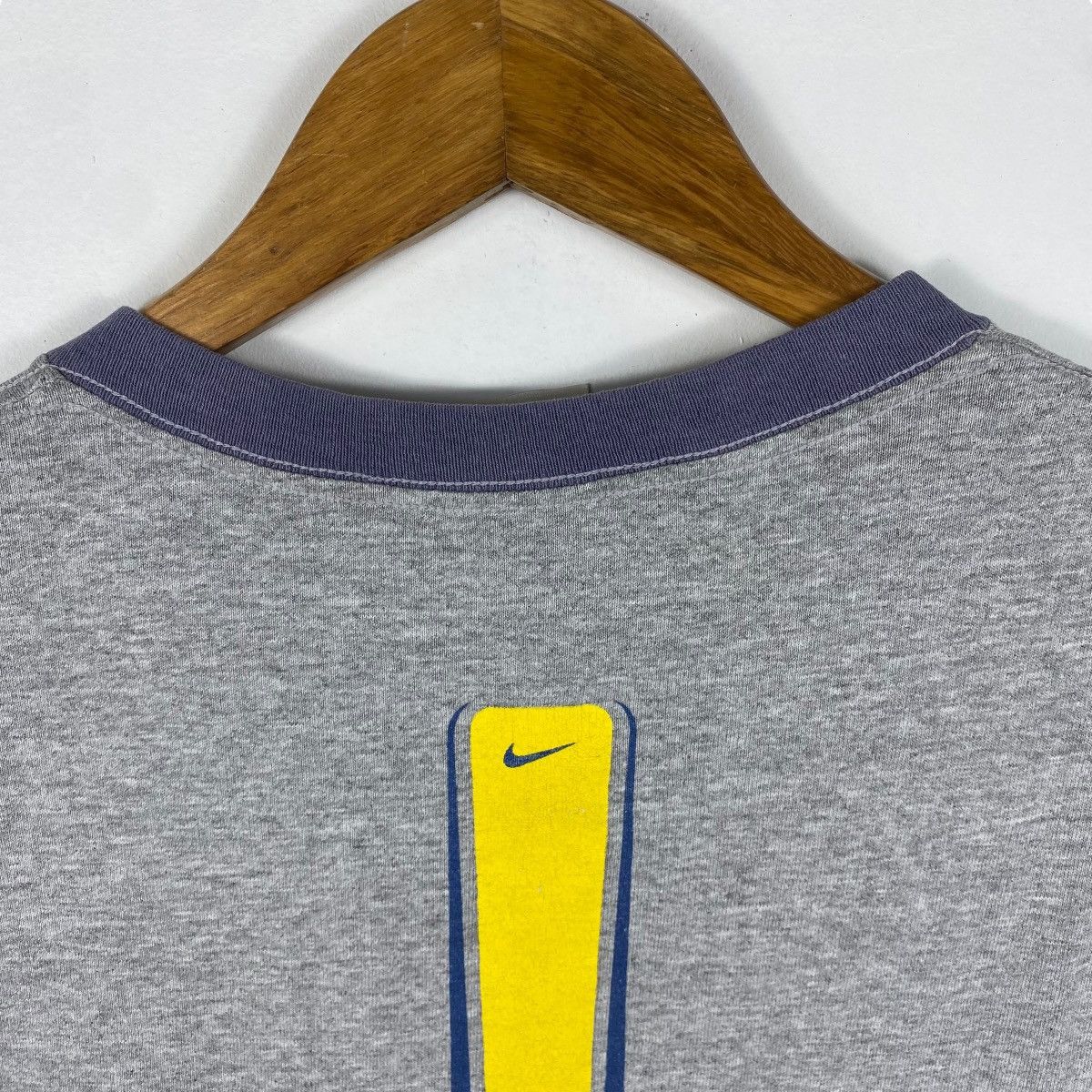 Nike × Vintage Vintage 90's NIKE Center Logo Sportswear Ringer Tee Shirt Size US S / EU 44-46 / 1 - 5 Thumbnail