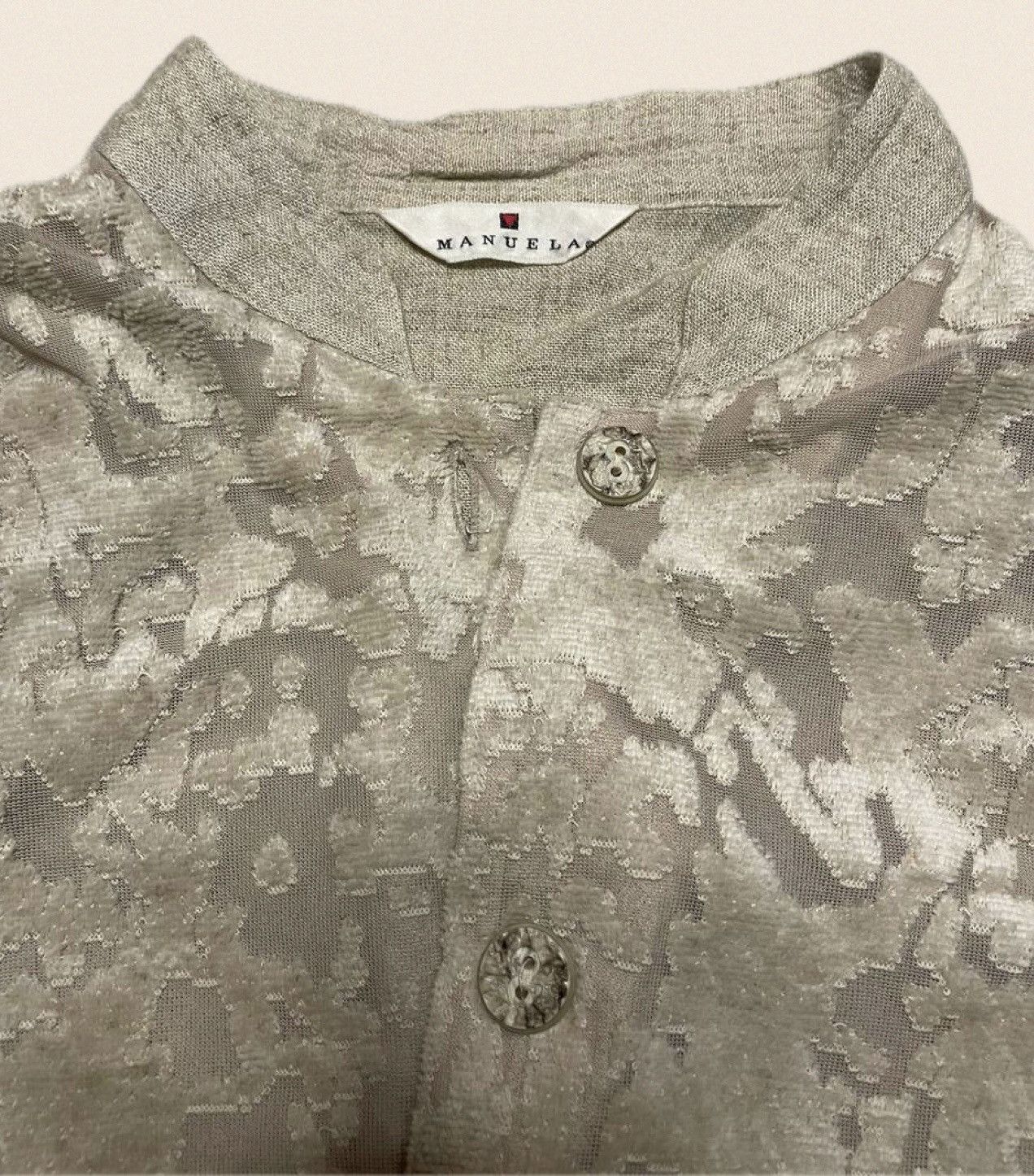 Japanese Brand × Vintage Manuela Vintage (80s-90s) Burnout Shirt Ivory Size S / US 4 / IT 40 - 3 Thumbnail