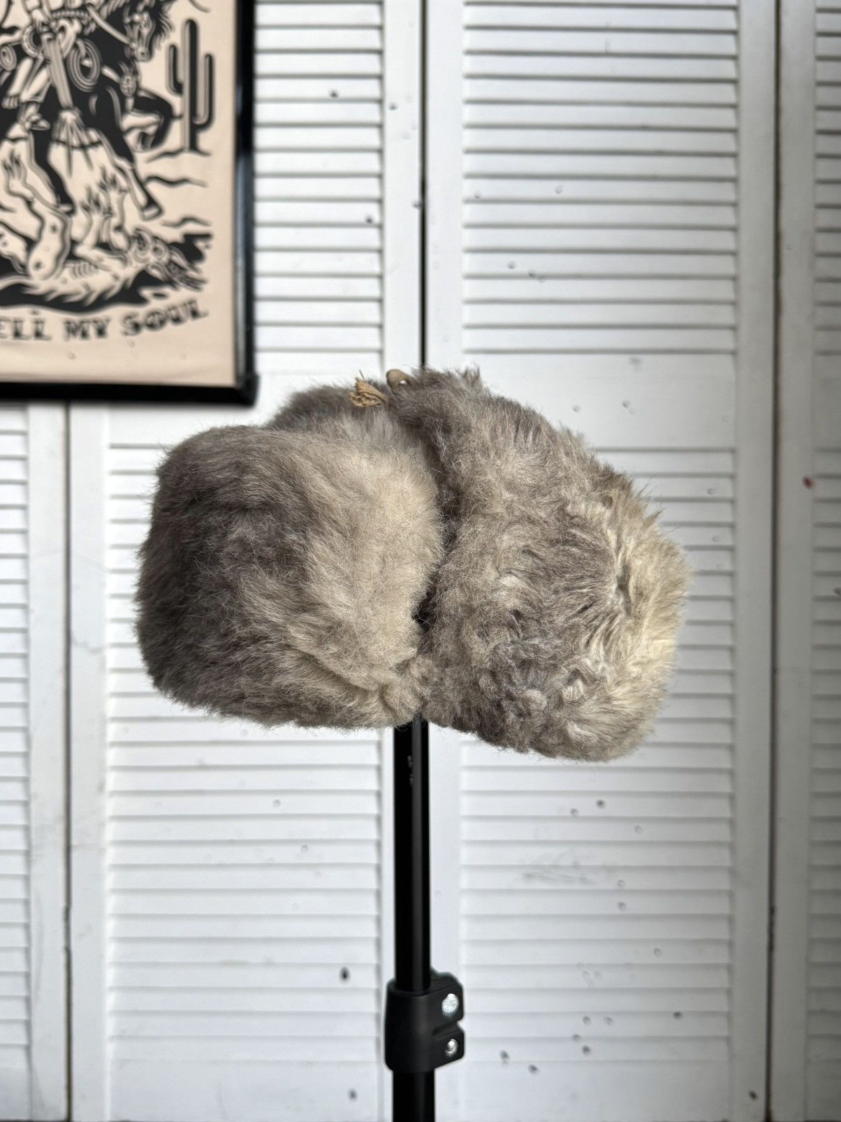 Vintage Vintage Faux Fur Ushanka Trapper Hat Gray Soviet Style 80s Size ONE SIZE - 2 Thumbnail