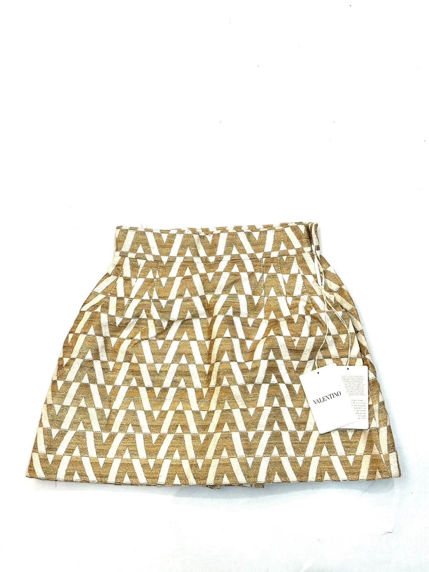 Valentino Valentino Gold V-Neck Short Skirt Size 38" / US 16 / IT 52 - 1 Thumbnail