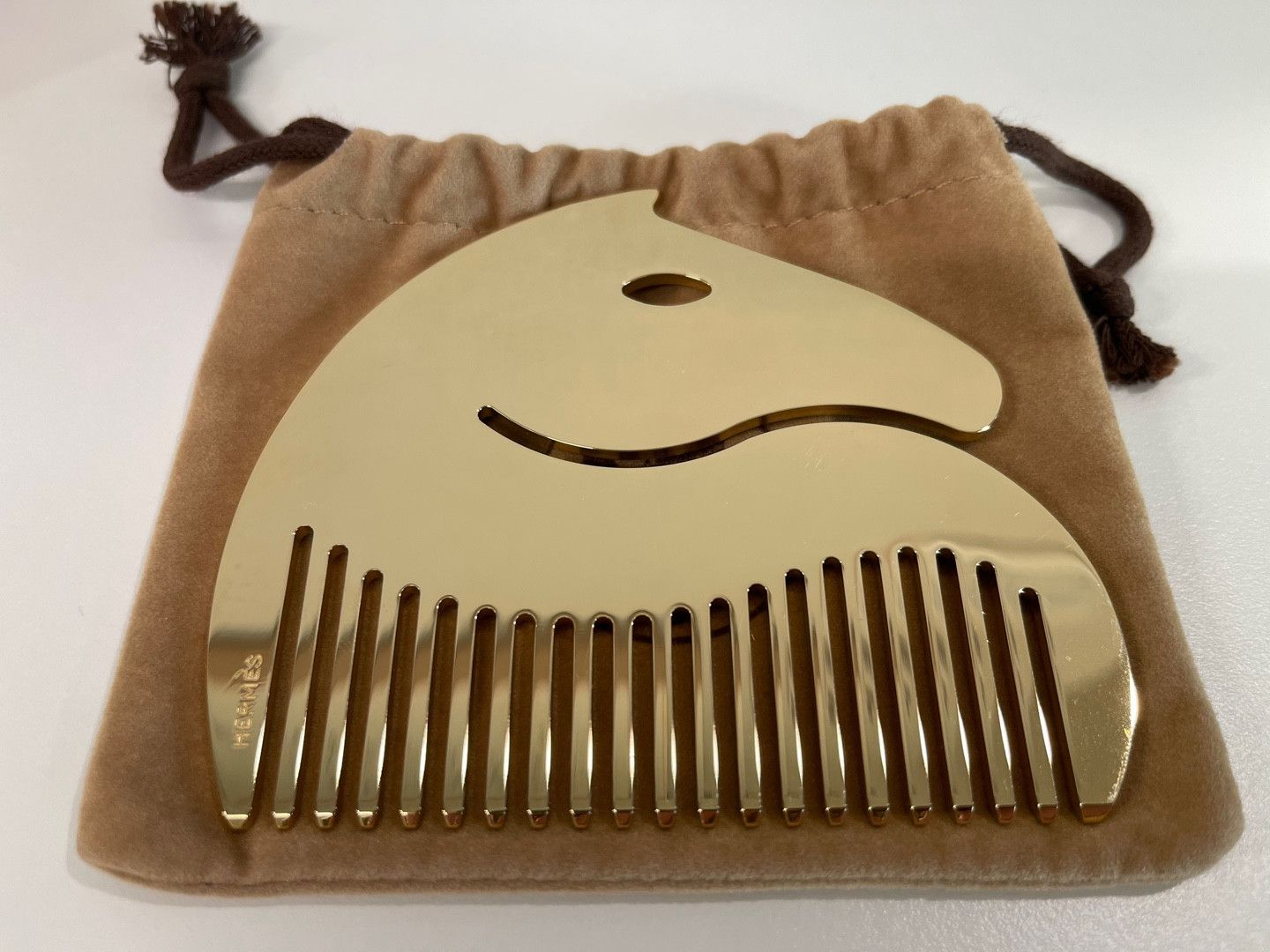 Hermes Horse Cheval Gold Metal Comb Super Rare!!!