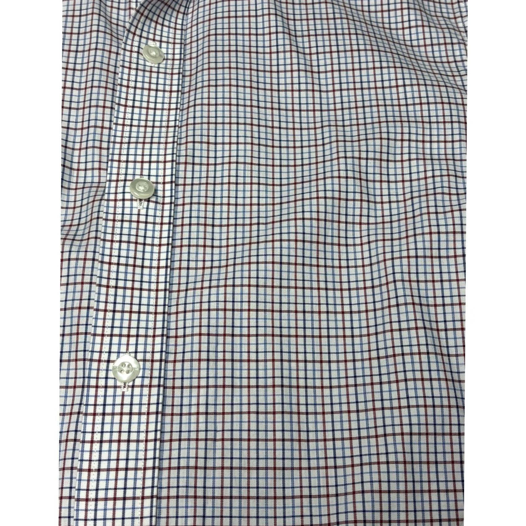 Proper Cloth Proper Cloth Shirt Mens XS Check Button Down Blue Burgundy French Cuff Cotton Size US XS / EU 42 / 0 - 2 Thumbnail
