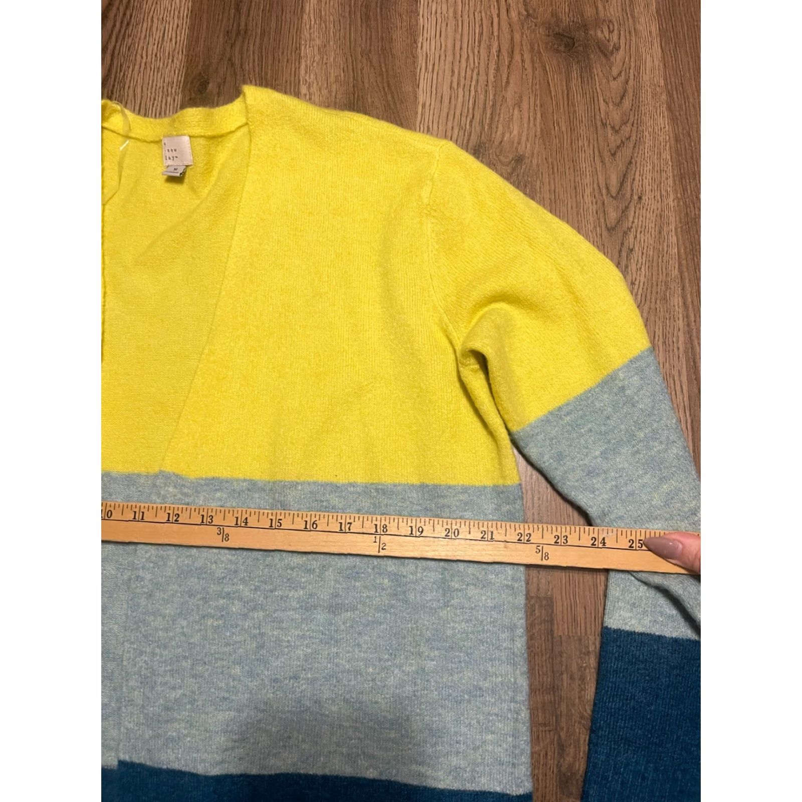 Vintage A New Day Sweater Cardigan Women's Medium Yellow Blue Gray Open Casual Mens? Size M / US 6-8 / IT 42-44 - 5 Thumbnail