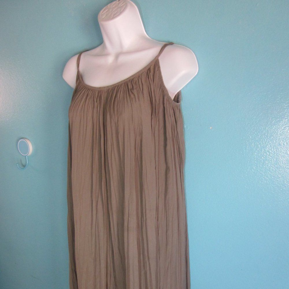 Beams Plus B:MING Beams Womens Crinkle Poly A-Line Dress Taupe Olive "O Size M / US 6-8 / IT 42-44 - 2 Thumbnail