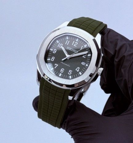 Japanese Brand Seiko Mod Aquanaut Green Dial Steel Watch Rubber Strap 41mm Size ONE SIZE - 1 Thumbnail