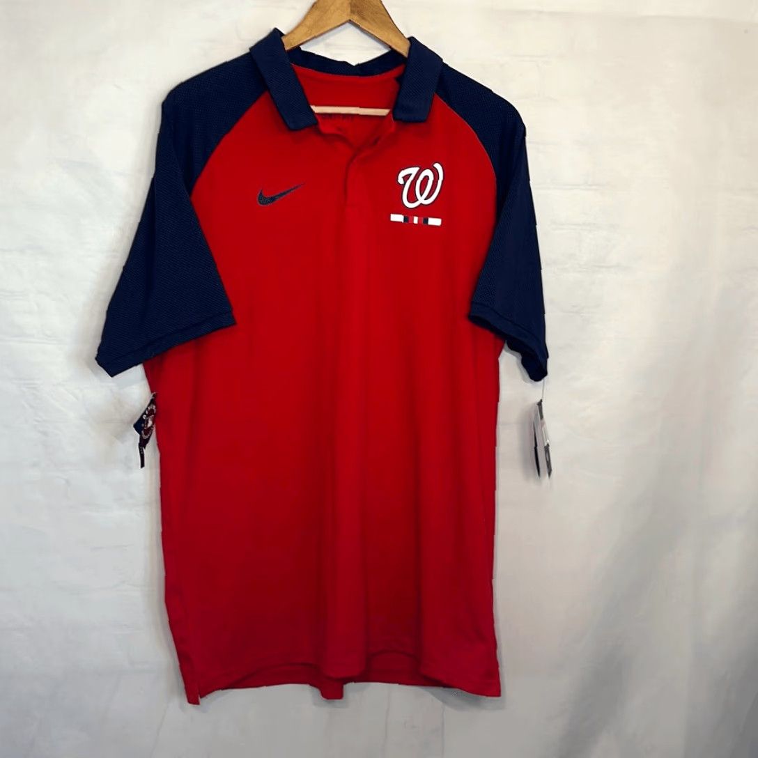 Nike Nike Washington Nationals Baseball Dri Fit MLB Red Blue Polo L NEW Size US L / EU 52-54 / 3 - 2 Thumbnail
