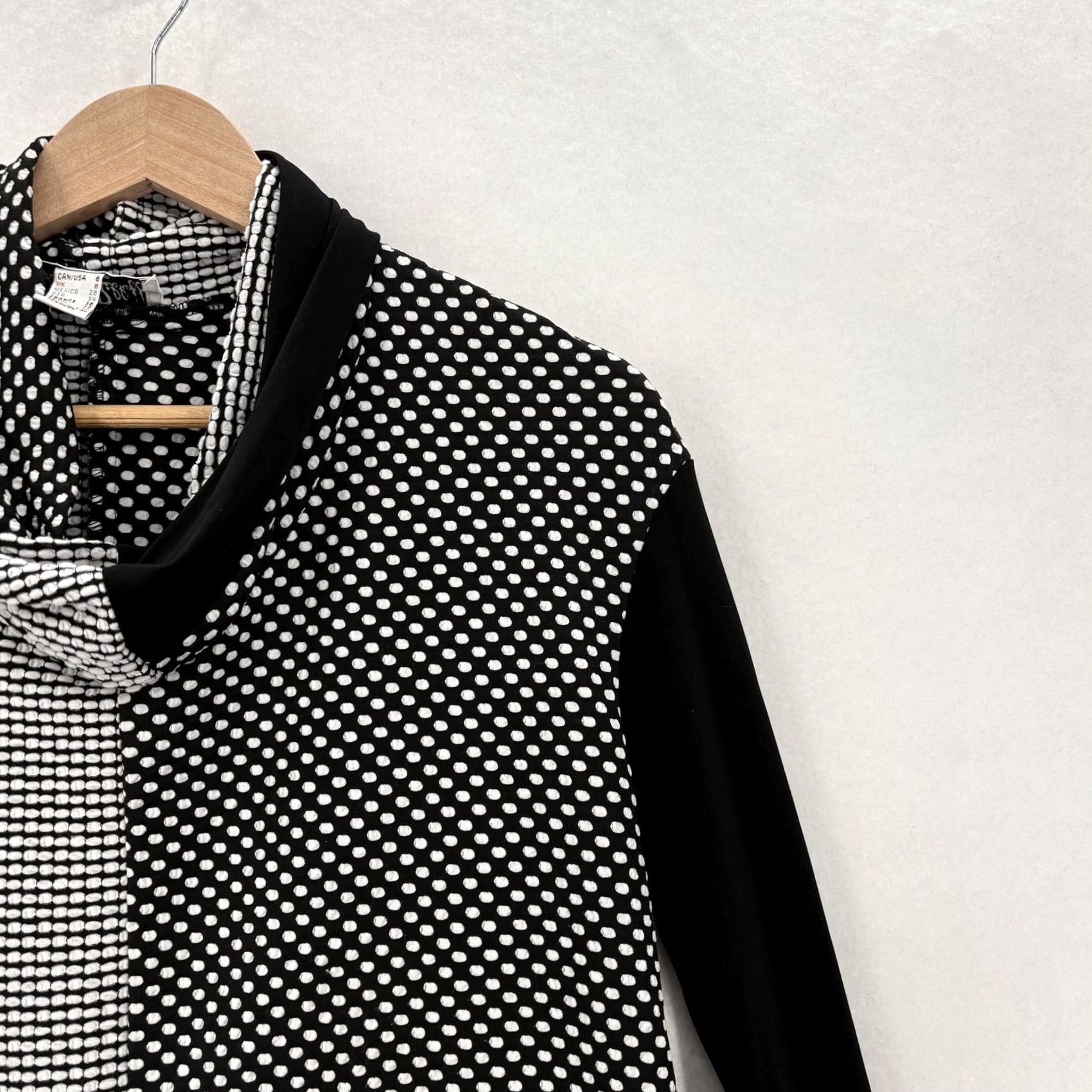 Joseph Ribkoff Joseph Ribkoff Tunic Top Womens 6 Black Polka Dot Cowl Neck Long Sleeve with Pockets Blouse Size M / US 6-8 / IT 42-44 - 2 Thumbnail