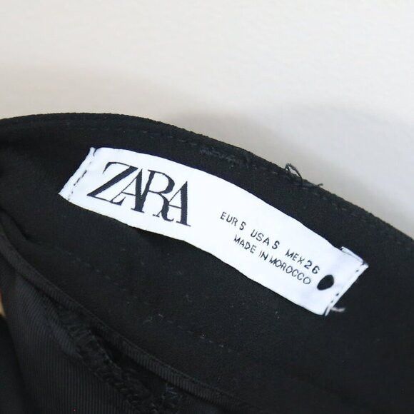 Zara Zara Silver Button Black Straight Leg Career Dress Pants Size 28" / US 6 / IT 42 - 4 Thumbnail