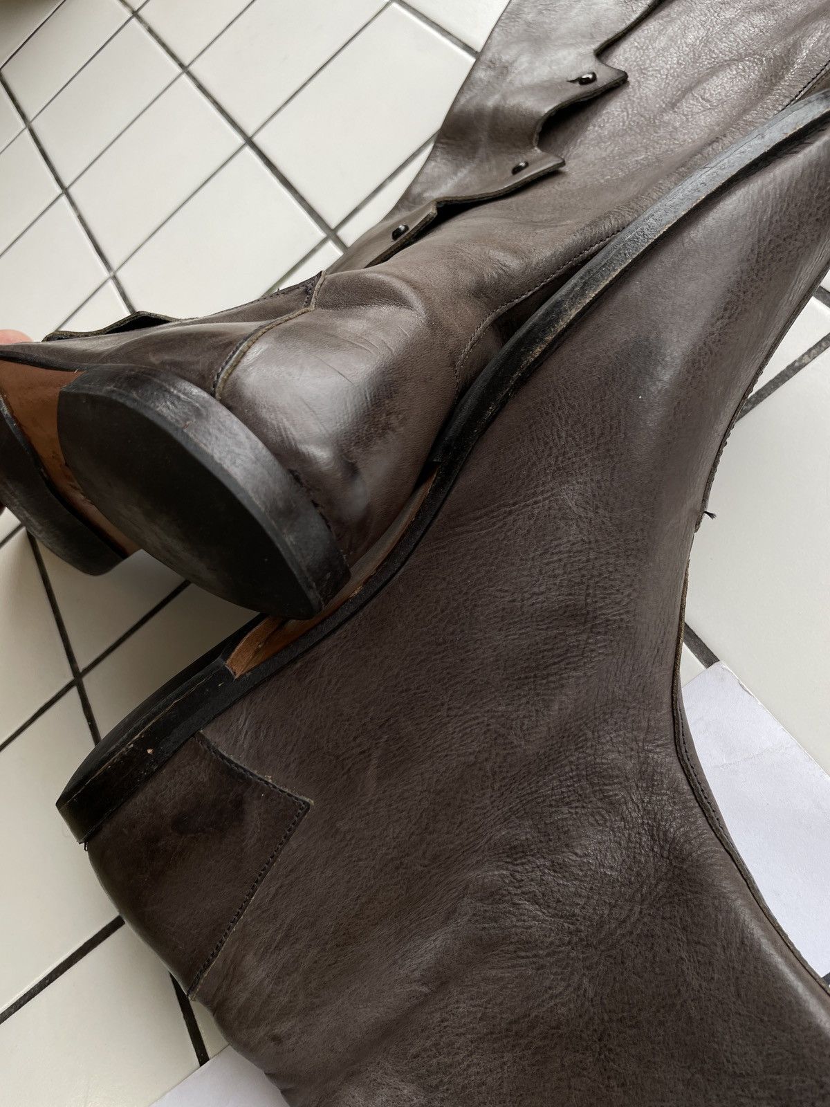 CYDWOQ RARE RUGGED Hand Made USA Leather Knee High Hessian Boots 40 Size US 9.5 / IT 39.5 - 22 Thumbnail