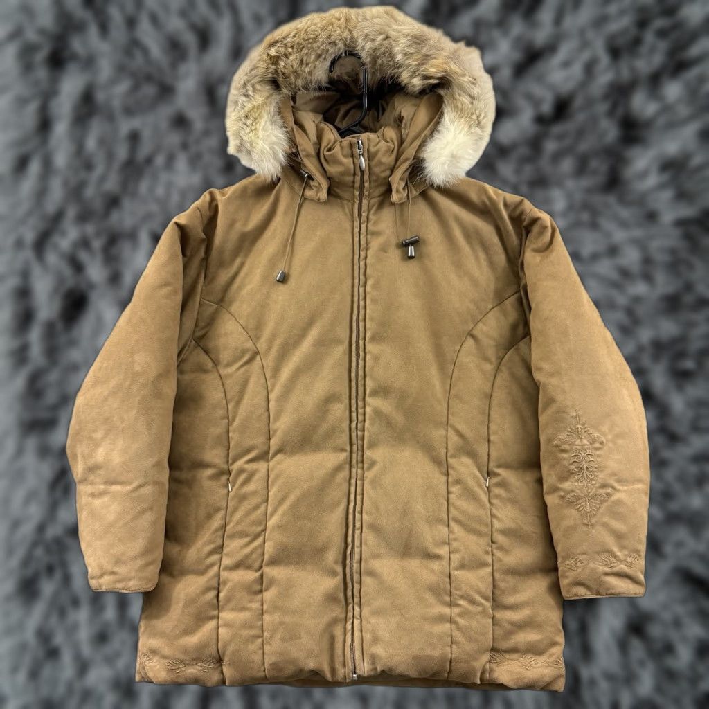 Vintage VINTAGE Cabela’s Jacket Womens Large Goose Down Tan Parka Fur Hooded Suede Zip Outdoor Size L / US 10 / IT 46 - 1 Thumbnail