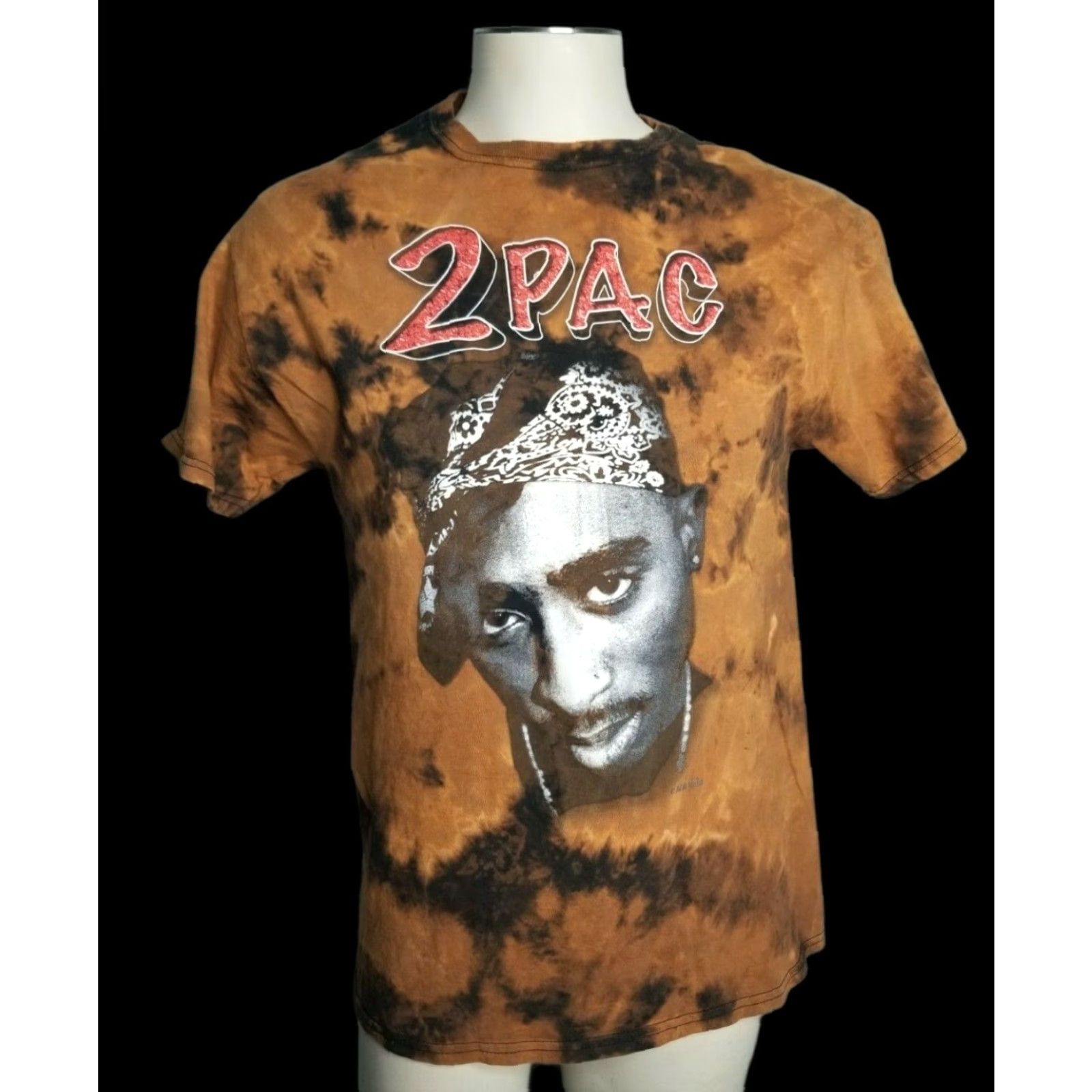 Vintage Mens L Tupac Black Bleached Mike Miller T-Shirt Distressed 90s Hip Hop Music Graphic Tee Short Sleeve Regular Fit Cotton Shirt Mens Size US L / EU 52-54 / 3 - 2 Thumbnail