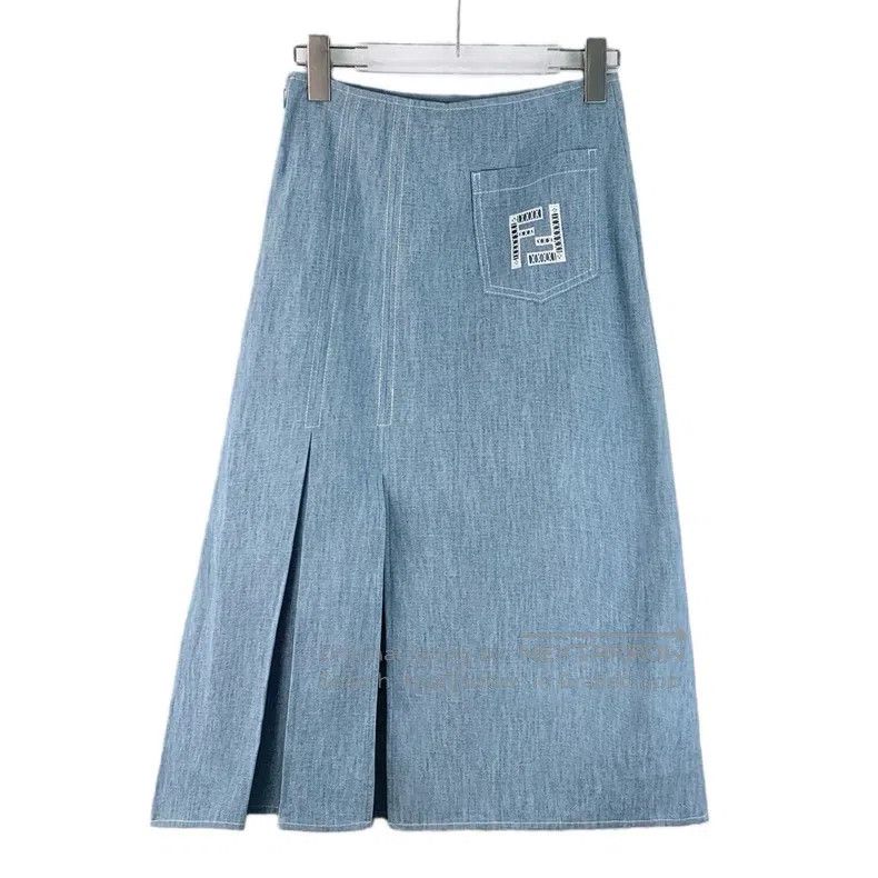 Fendi Fendi Light Blue Double F Embroidered Cotton Side-Slit Cas Size 24" / US 00 / IT 34 - 2 Thumbnail