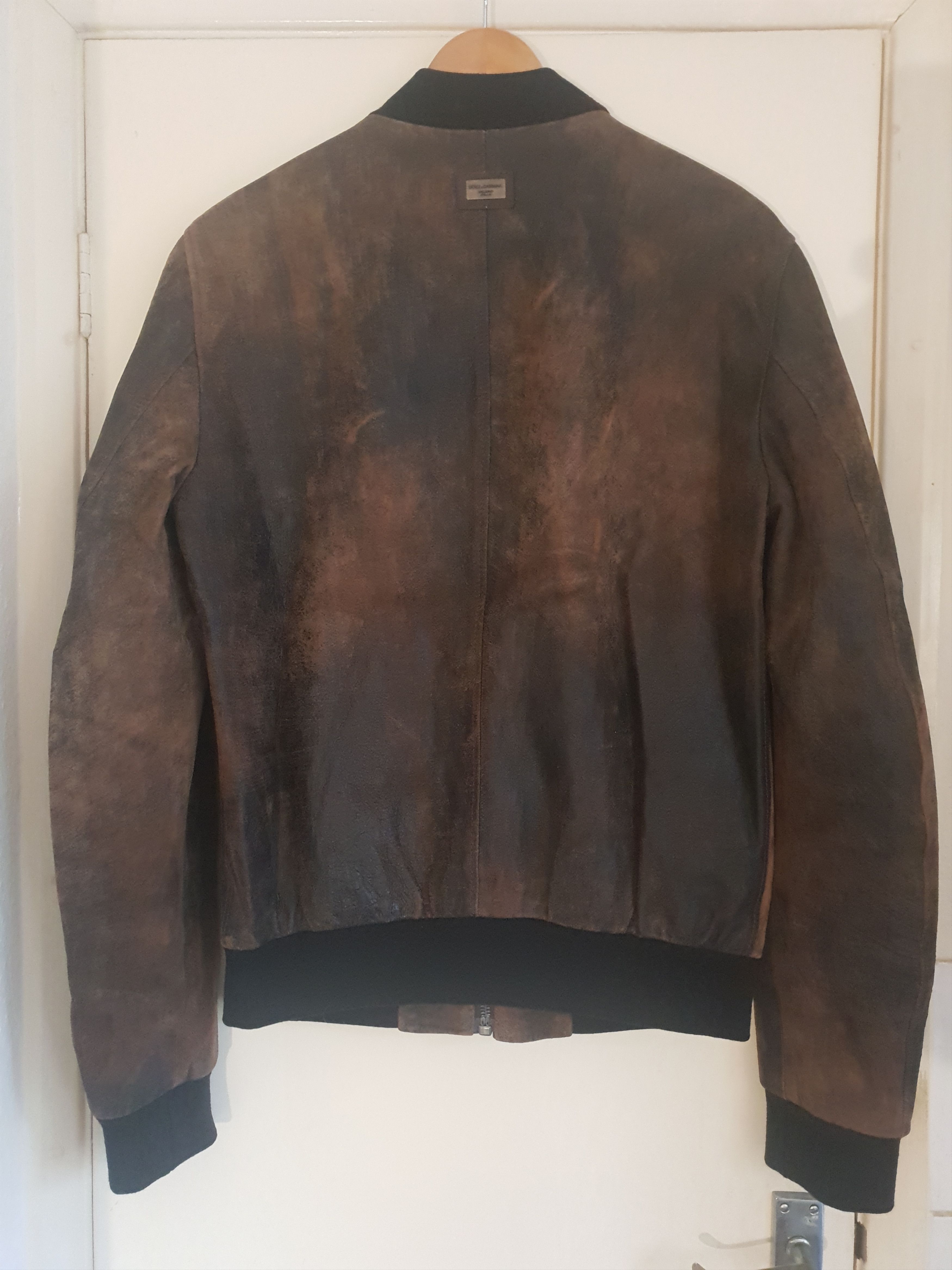 Dolce & Gabbana Men's Dolce & Gabbana Lamb Leather Logo Bomber Jacket Brown Size US M / EU 48-50 / 2 - 3 Thumbnail