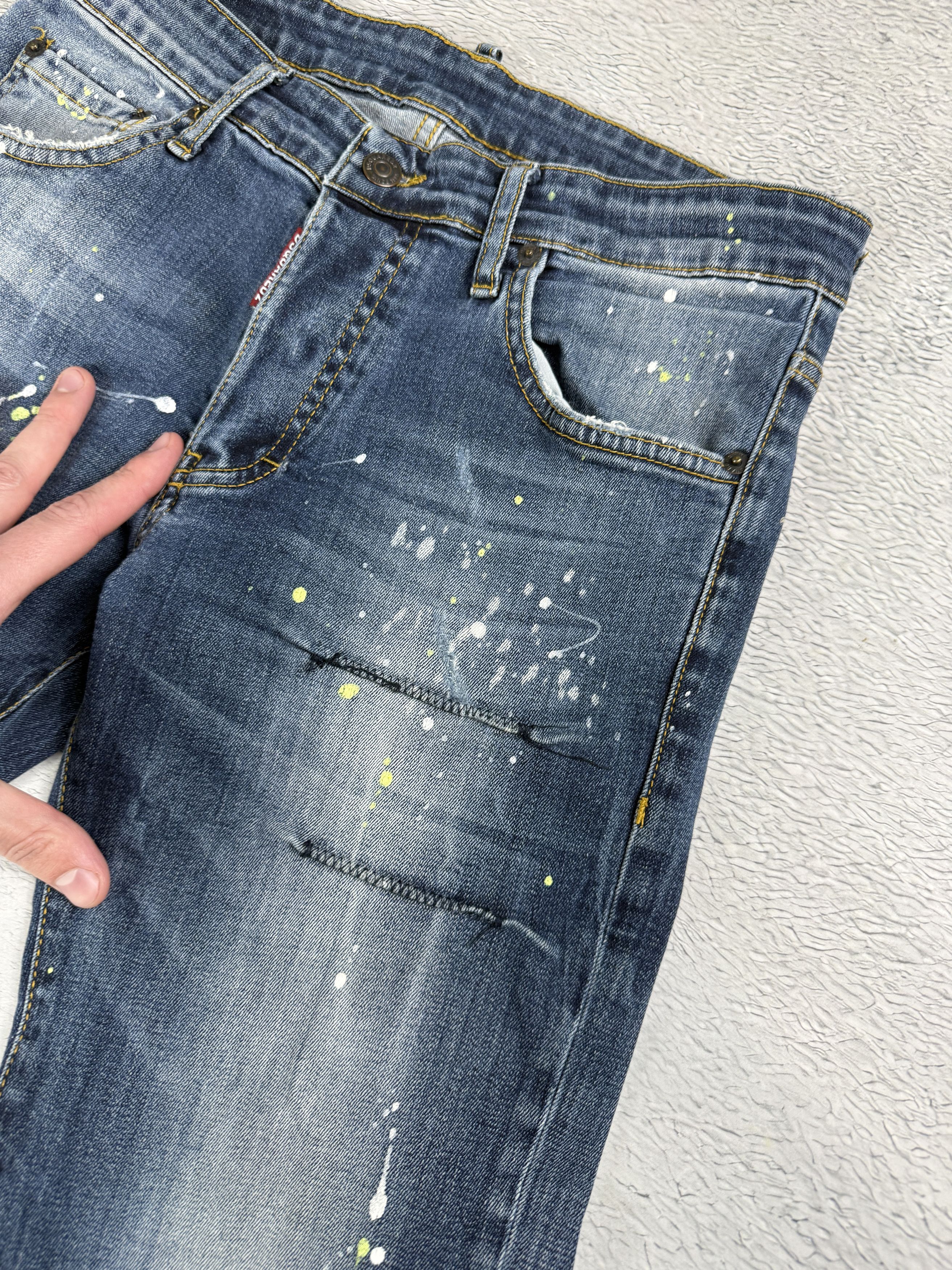 Dsquared2 Dsquared2 Slim Jeans Men's Blue Ripped Distressed Painted Size US 28 / EU 44 - 6 Thumbnail