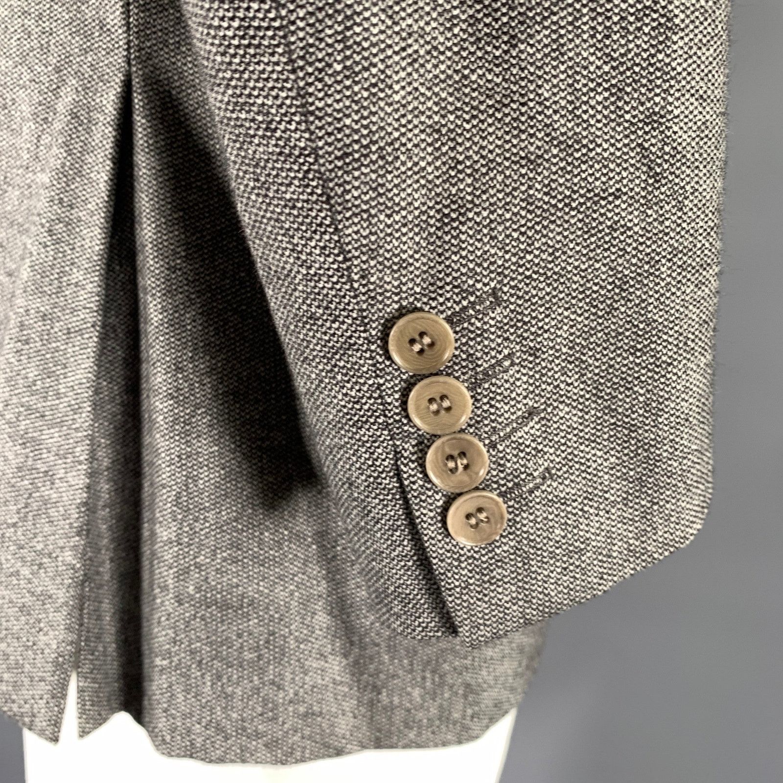 Ermenegildo Zegna ERMENEGILDO ZEGNA 44 Grey Black Marled Wool Blend Sport Coat Size 54R - 4 Thumbnail