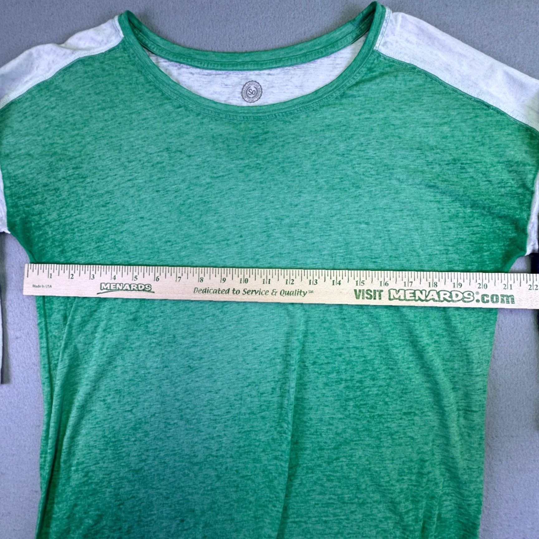 Vintage SO Women's XL Green White Raglan Sleeve Shirt Tie Front Lightweight Cotton Blend Vintage? No Size XL / US 12-14 / IT 48-50 - 2 Thumbnail