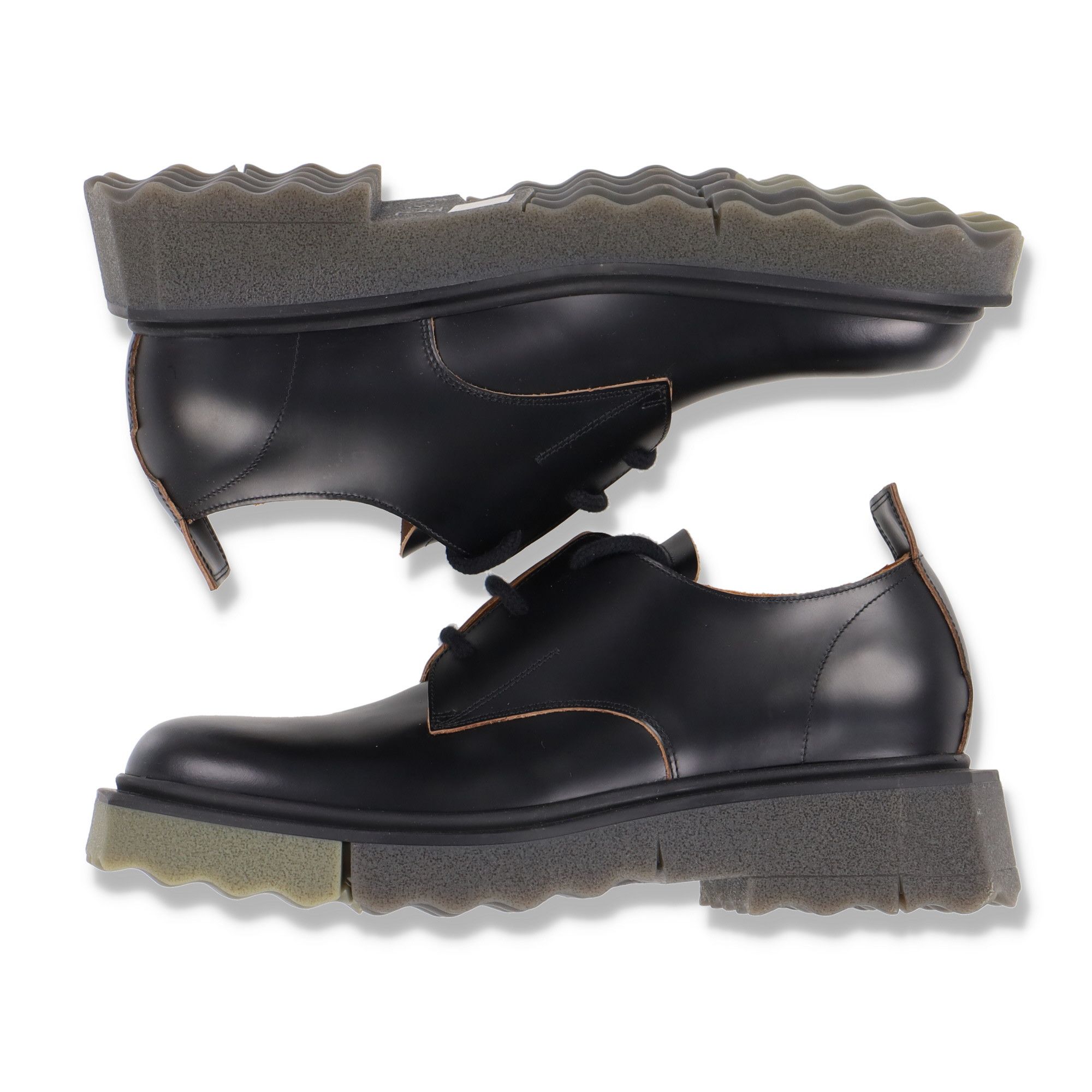 Off-White Black Leather Spongesole Derby Shoes Size US 10 / EU 43 - 5 Thumbnail