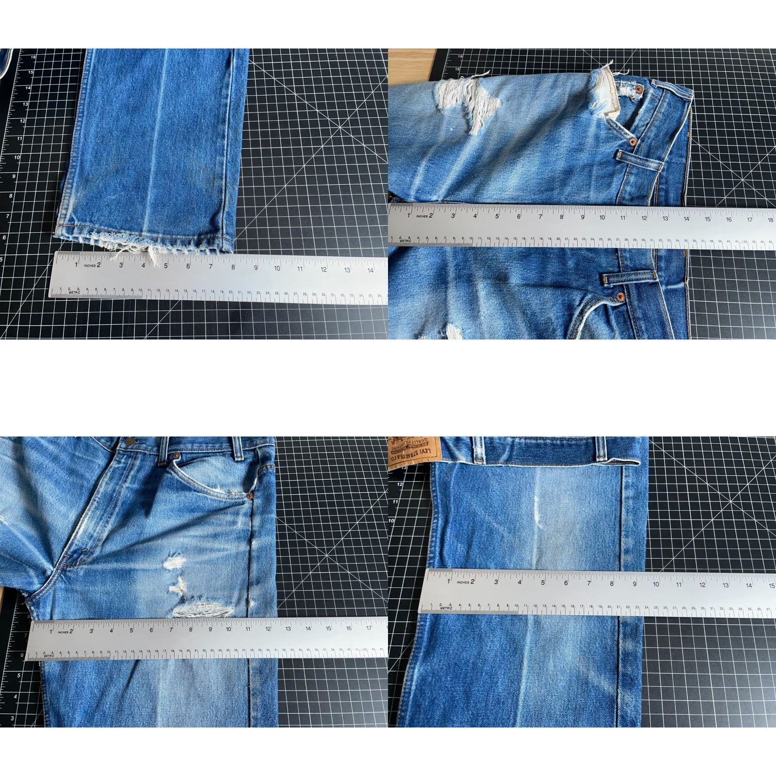 Levi's VINTAGE Levi's 505 Jeans Men's 34 x 30 Blue Distressed 90s Orange Tab Regular Straight Denim Cotton 5-Pocket Distressed Zip Fly Size US 34 / EU 50 - 8 Thumbnail