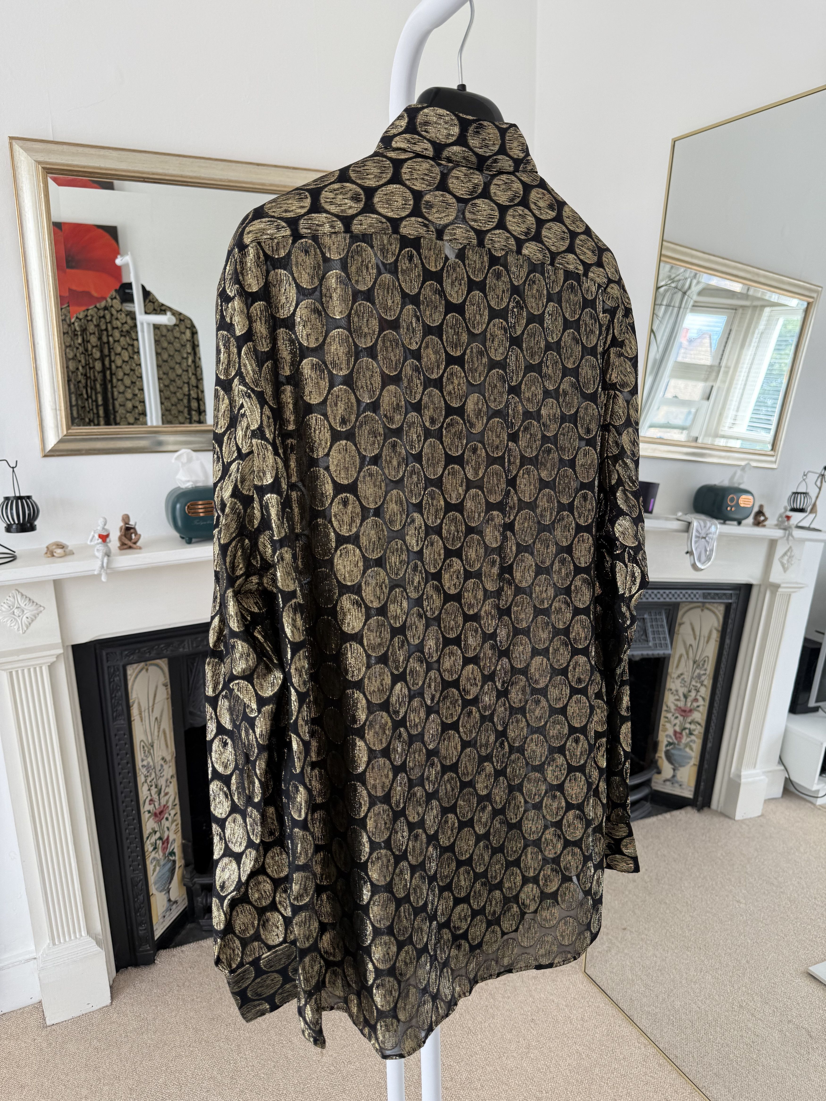 Saint Laurent Paris FW19 Saint Laurent Runway Silk Gold Oval Shirt Size US M / EU 48-50 / 2 - 5 Thumbnail