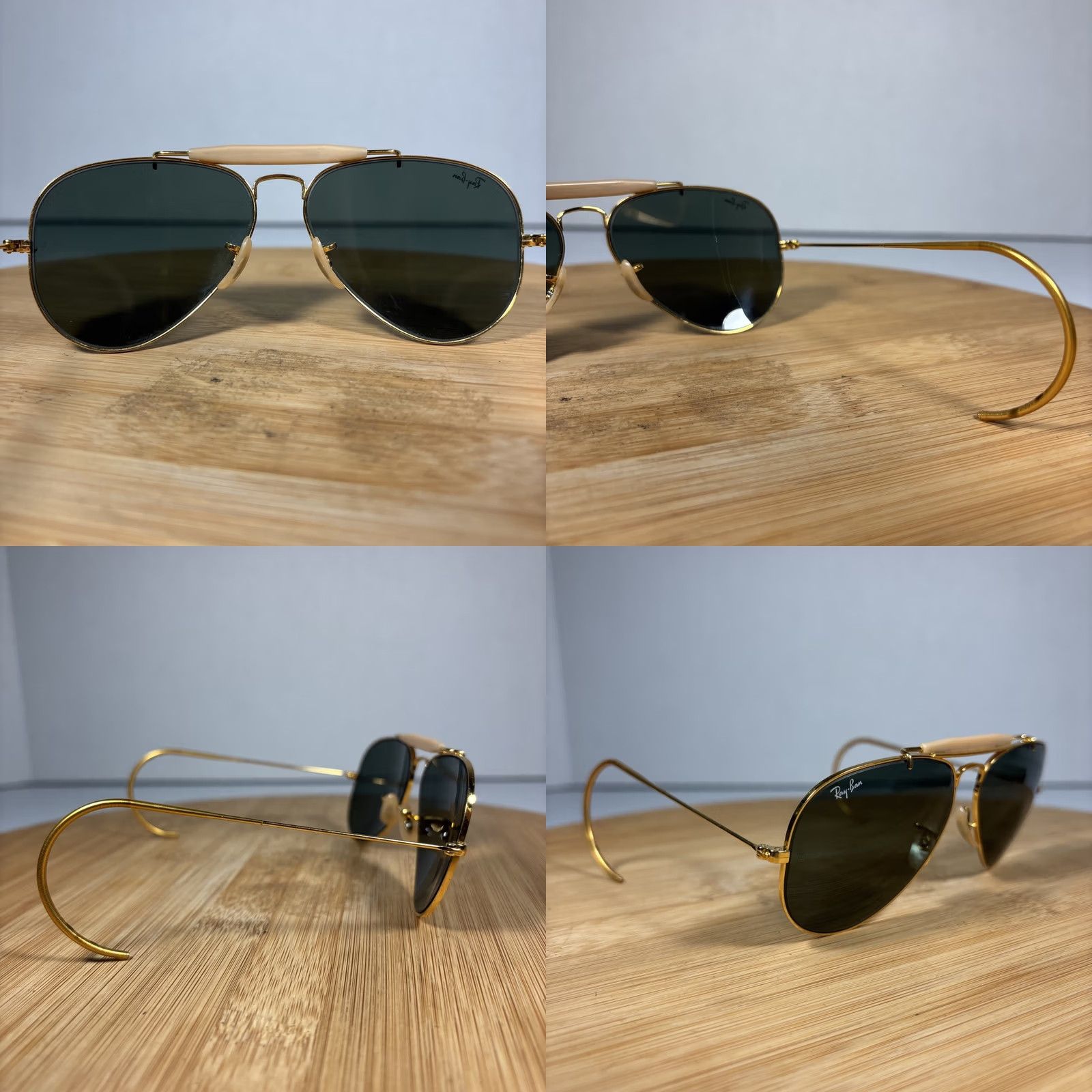 Vintage VINTAGE B&L RAY-BAN Sunglasses Aviators USA 58/14mm Gold Black G15 UV Men Seniors 70s 80s Size ONE SIZE - 8 Thumbnail